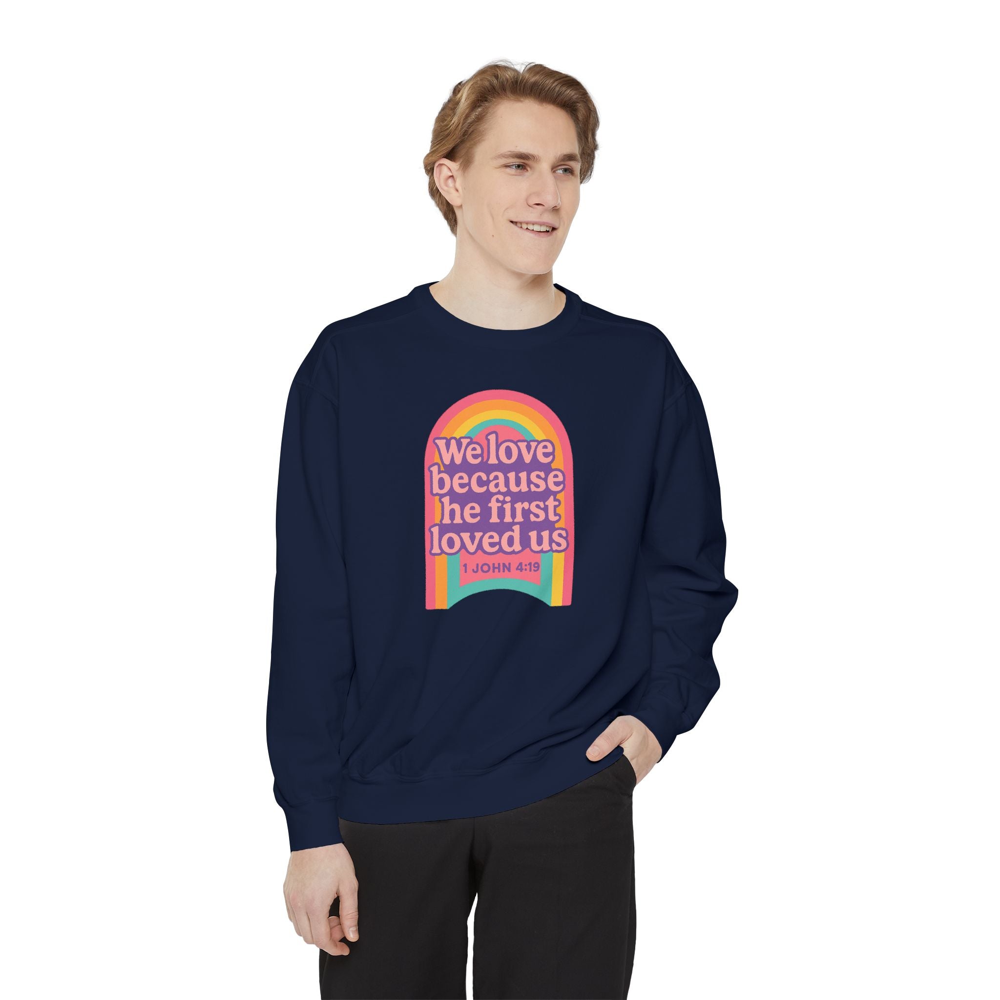 Rainbow Scripture Unisex Sweatshirt | Cozy Christian Apparel | Gift for Faith Lovers | Inspirational Sweatshirt | Spring Fashion