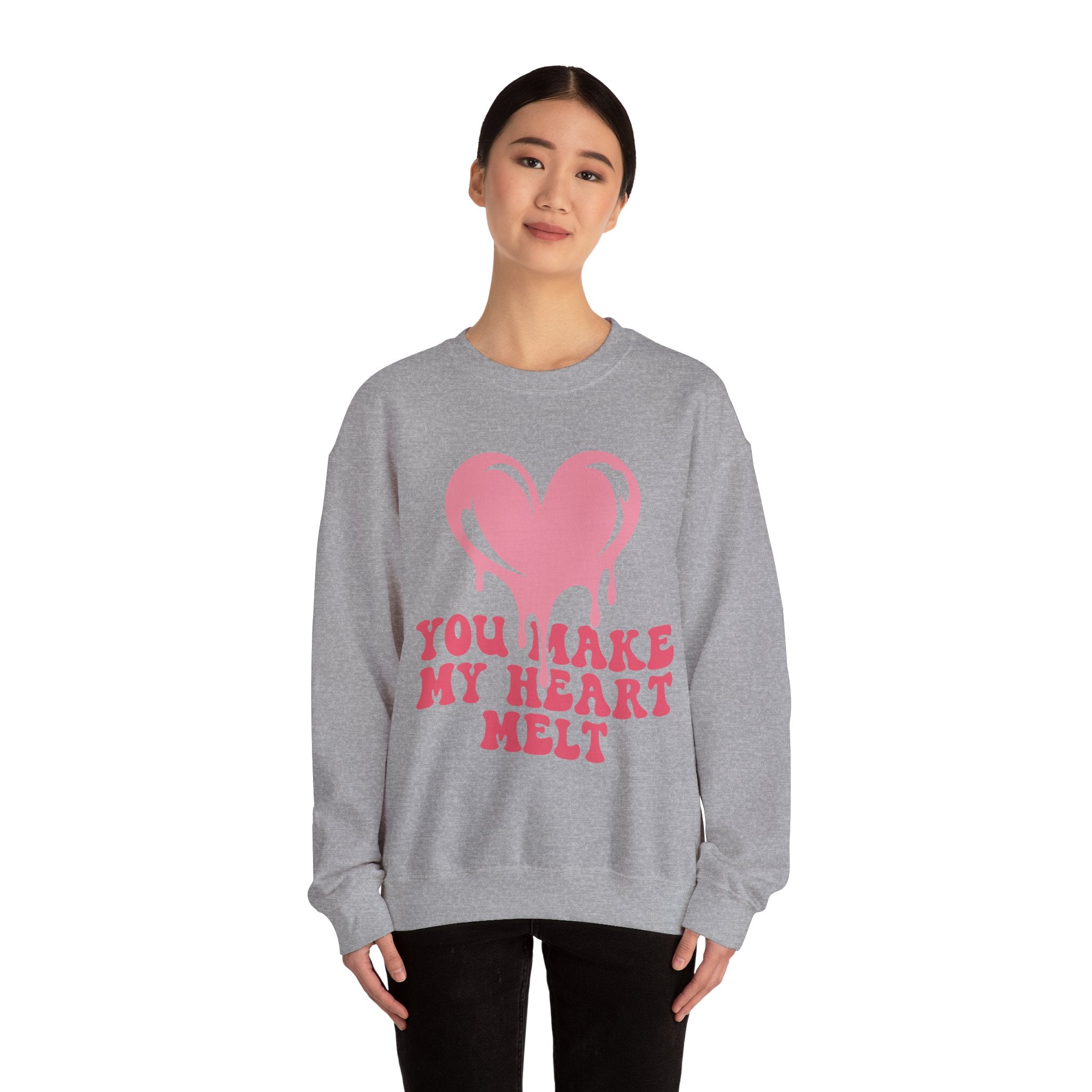You Make My Heart Melt Valentines Sweatshirt – Cute Romantic Valentine’s Day Crewneck Sweatshirt