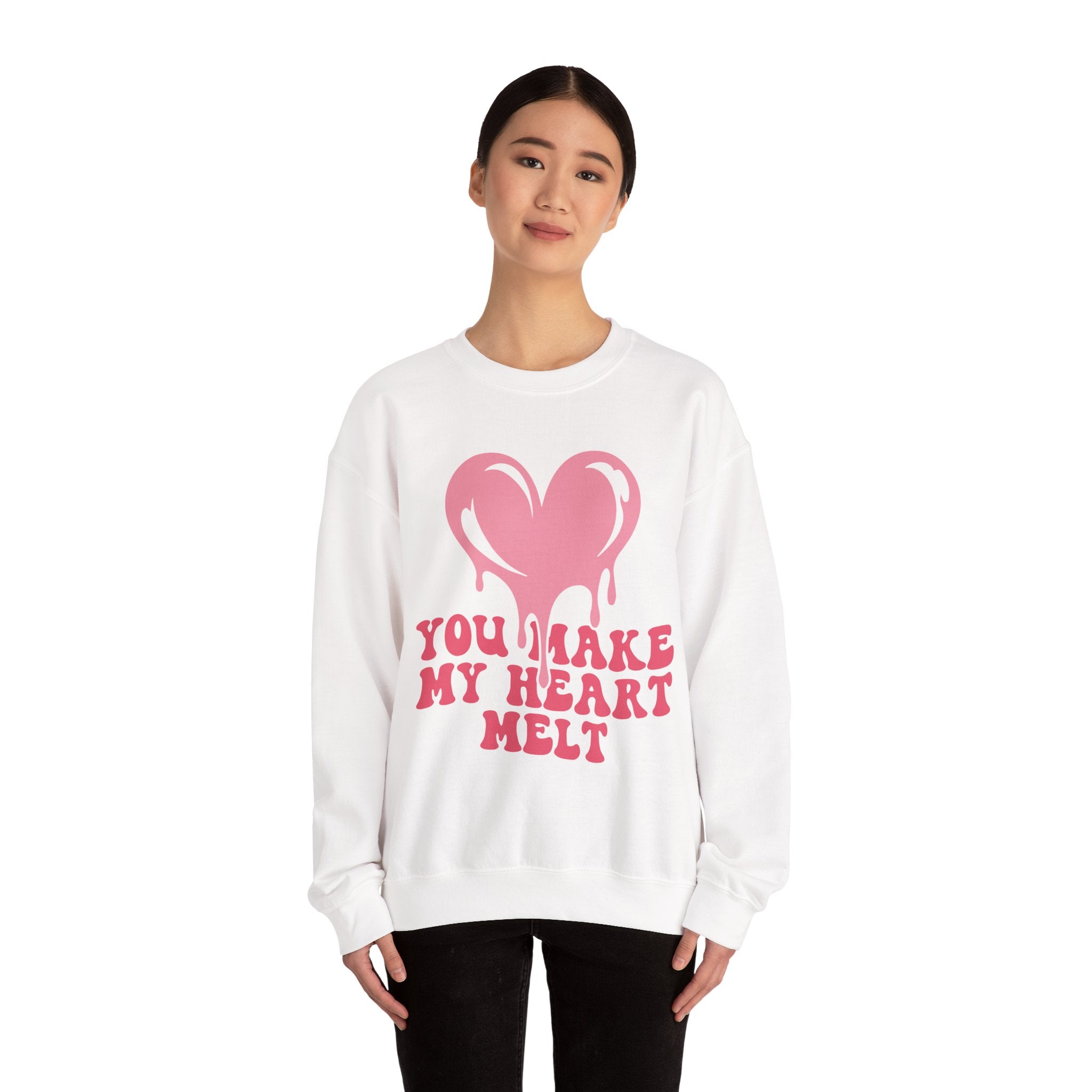 You Make My Heart Melt Valentines Sweatshirt – Cute Romantic Valentine’s Day Crewneck Sweatshirt