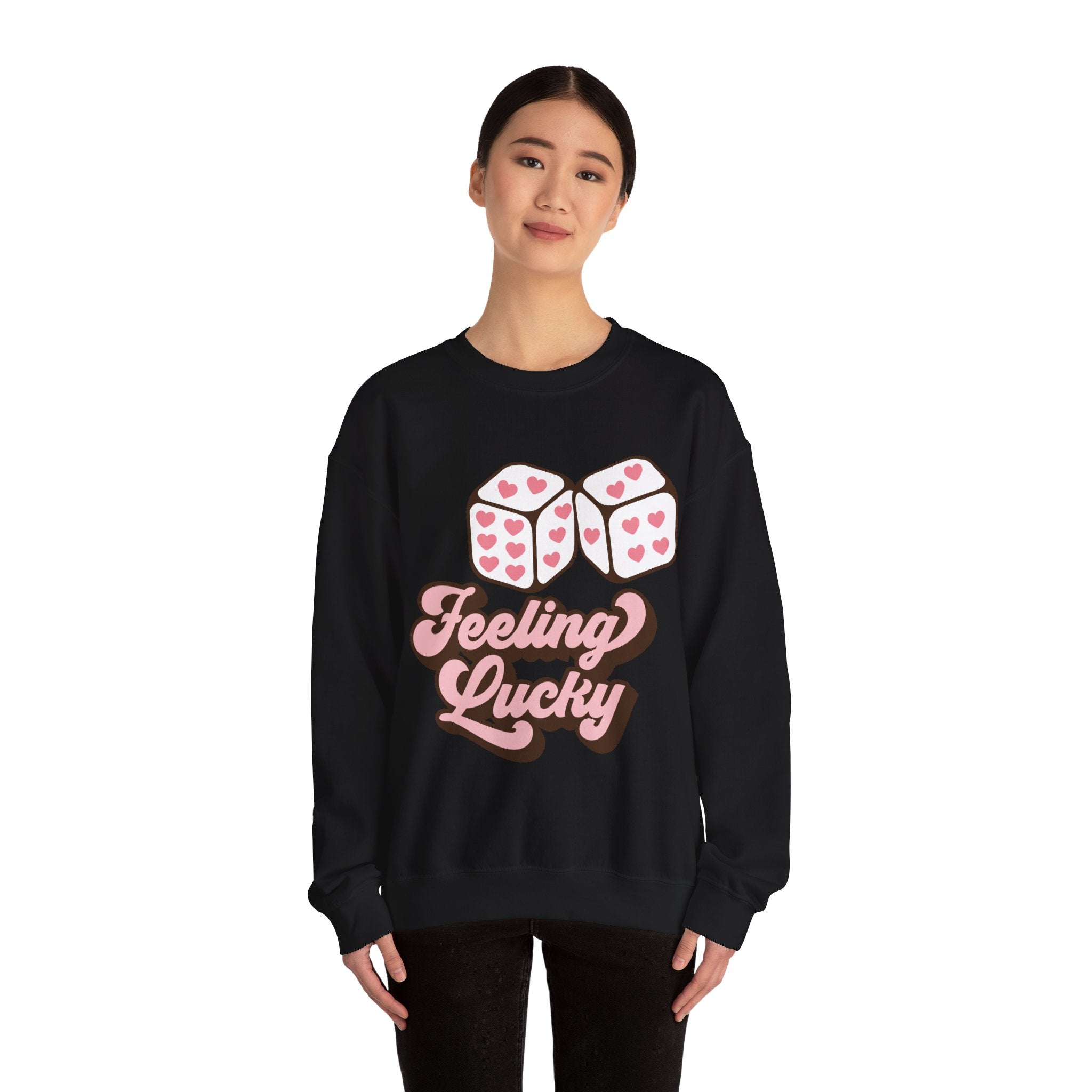 Feeling Lucky Valentines Sweatshirt – Cozy Valentine’s Day Crewneck Sweatshirt