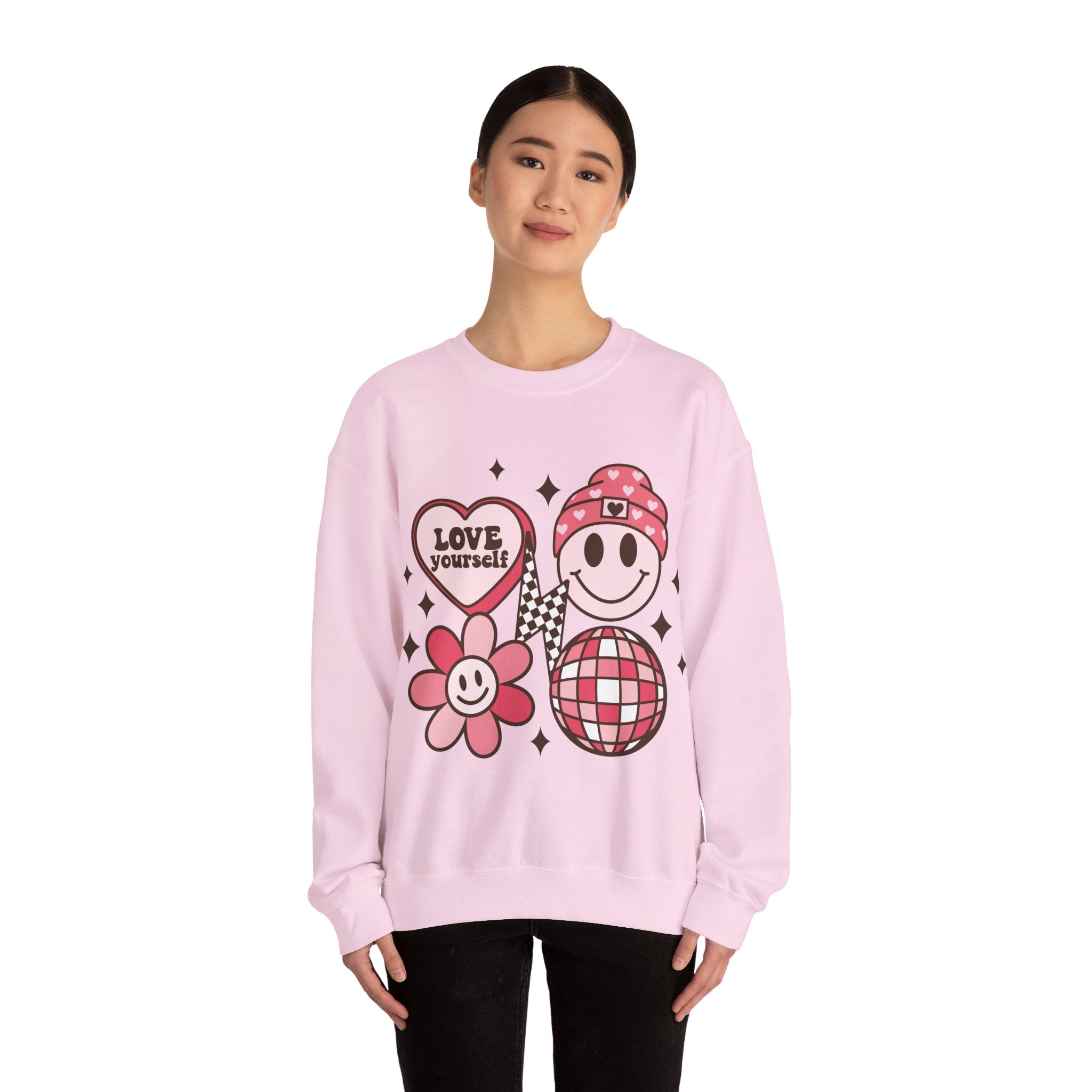 Love Your Self Groovy Valentines Sweatshirt – Retro Valentine’s Day Crewneck Sweatshirt