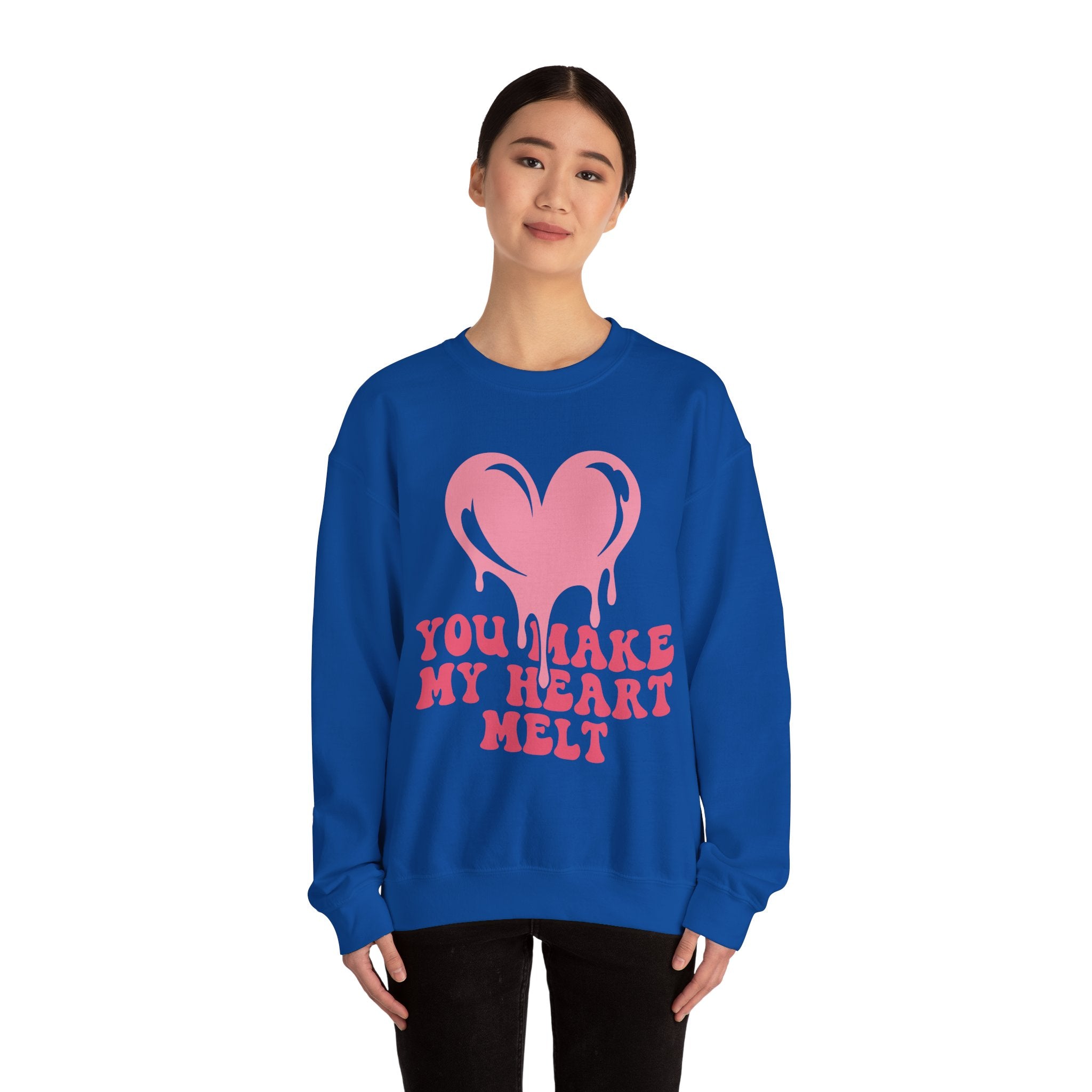 You Make My Heart Melt Valentines Sweatshirt – Cute Romantic Valentine’s Day Crewneck Sweatshirt