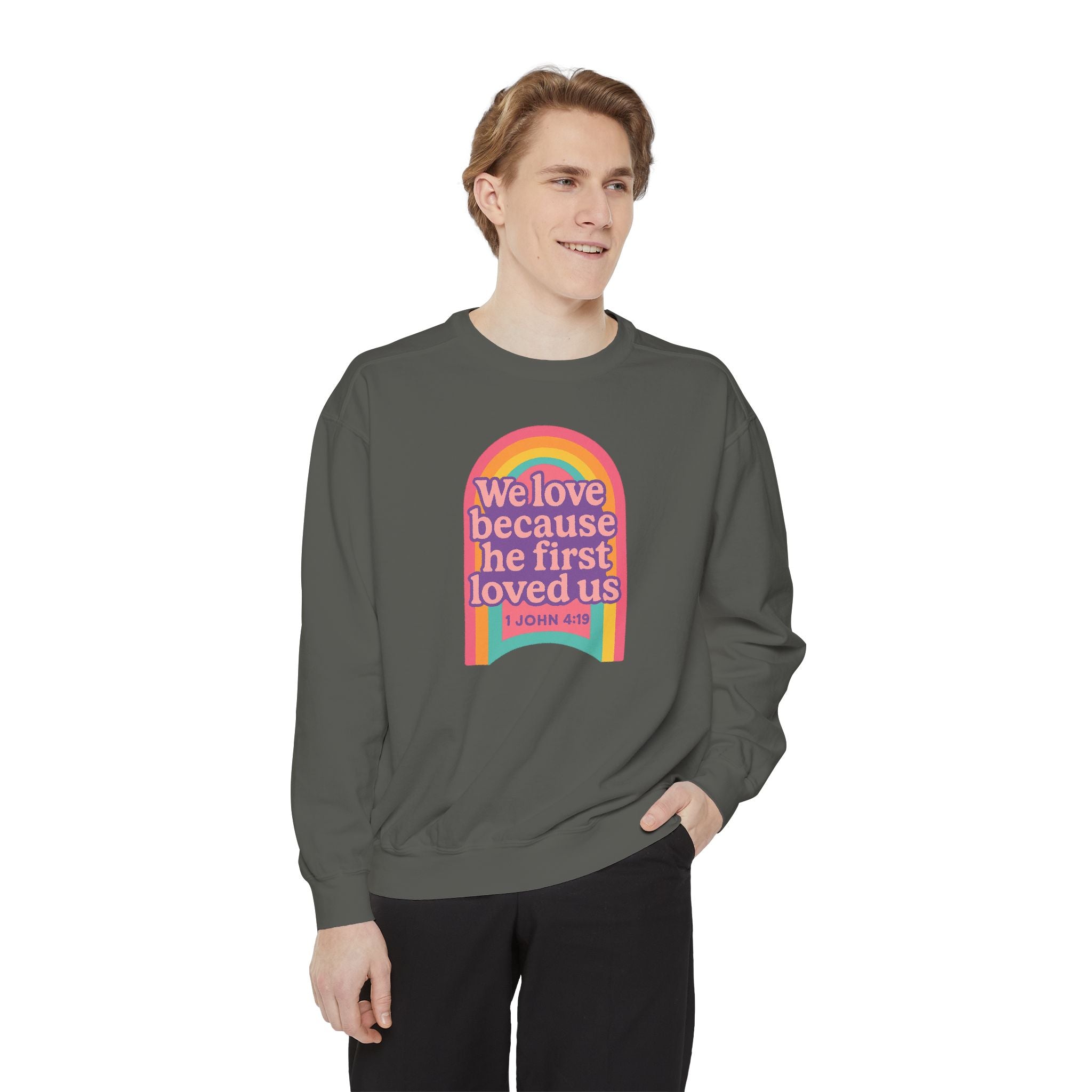 Rainbow Scripture Unisex Sweatshirt | Cozy Christian Apparel | Gift for Faith Lovers | Inspirational Sweatshirt | Spring Fashion
