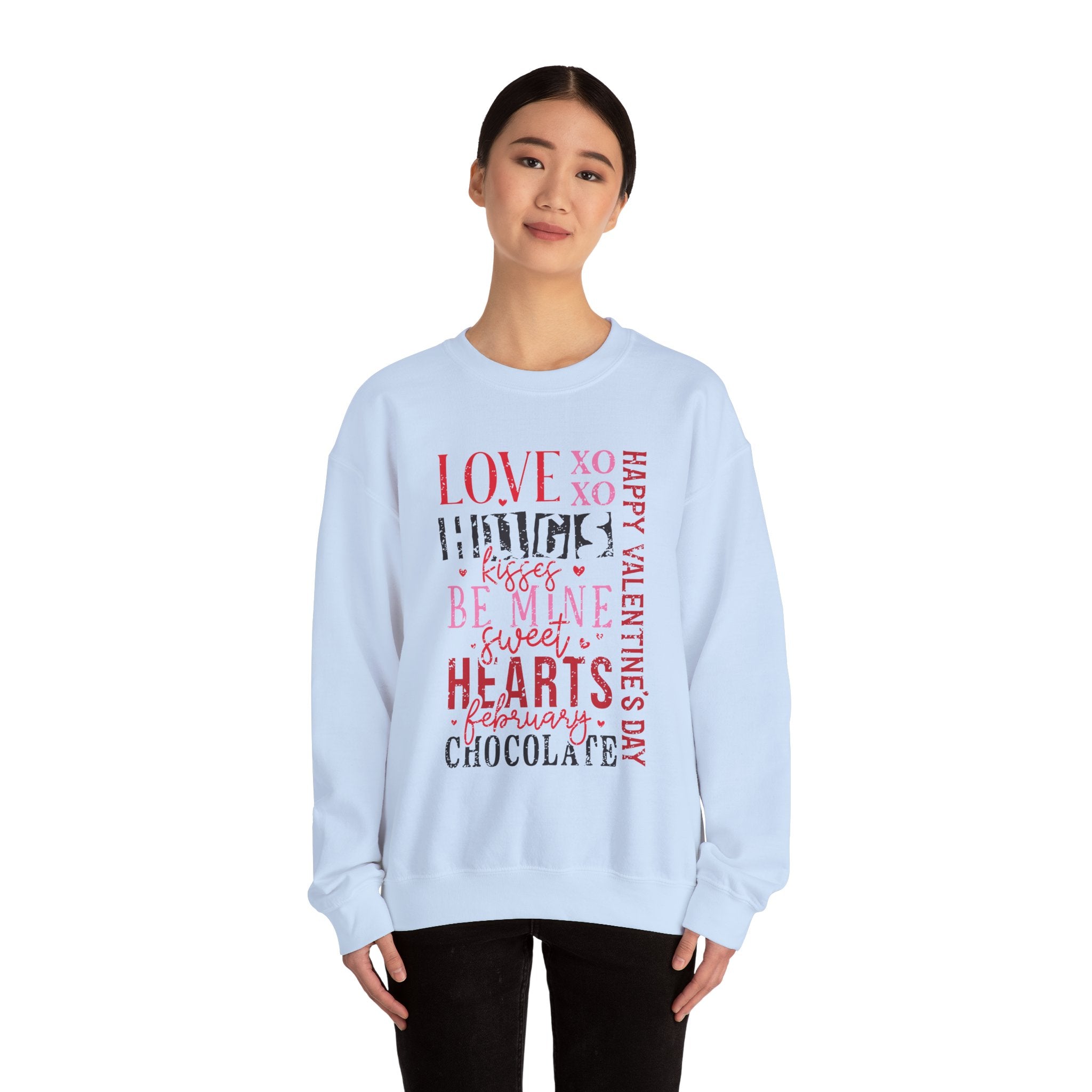 Love Hug Kisses Valentines Sweatshirt – Cute Valentine’s Day Crewneck Sweatshirt