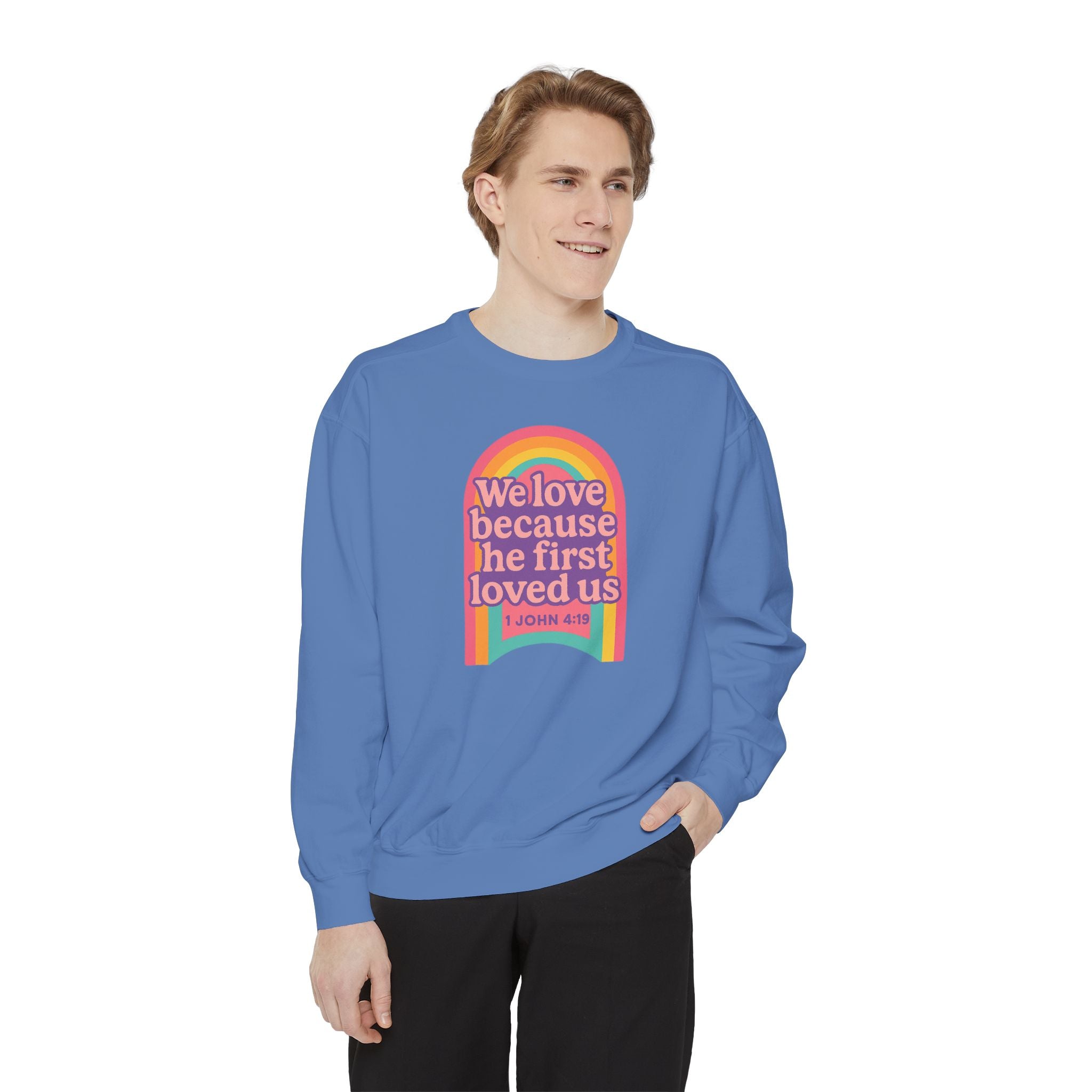 Rainbow Scripture Unisex Sweatshirt | Cozy Christian Apparel | Gift for Faith Lovers | Inspirational Sweatshirt | Spring Fashion
