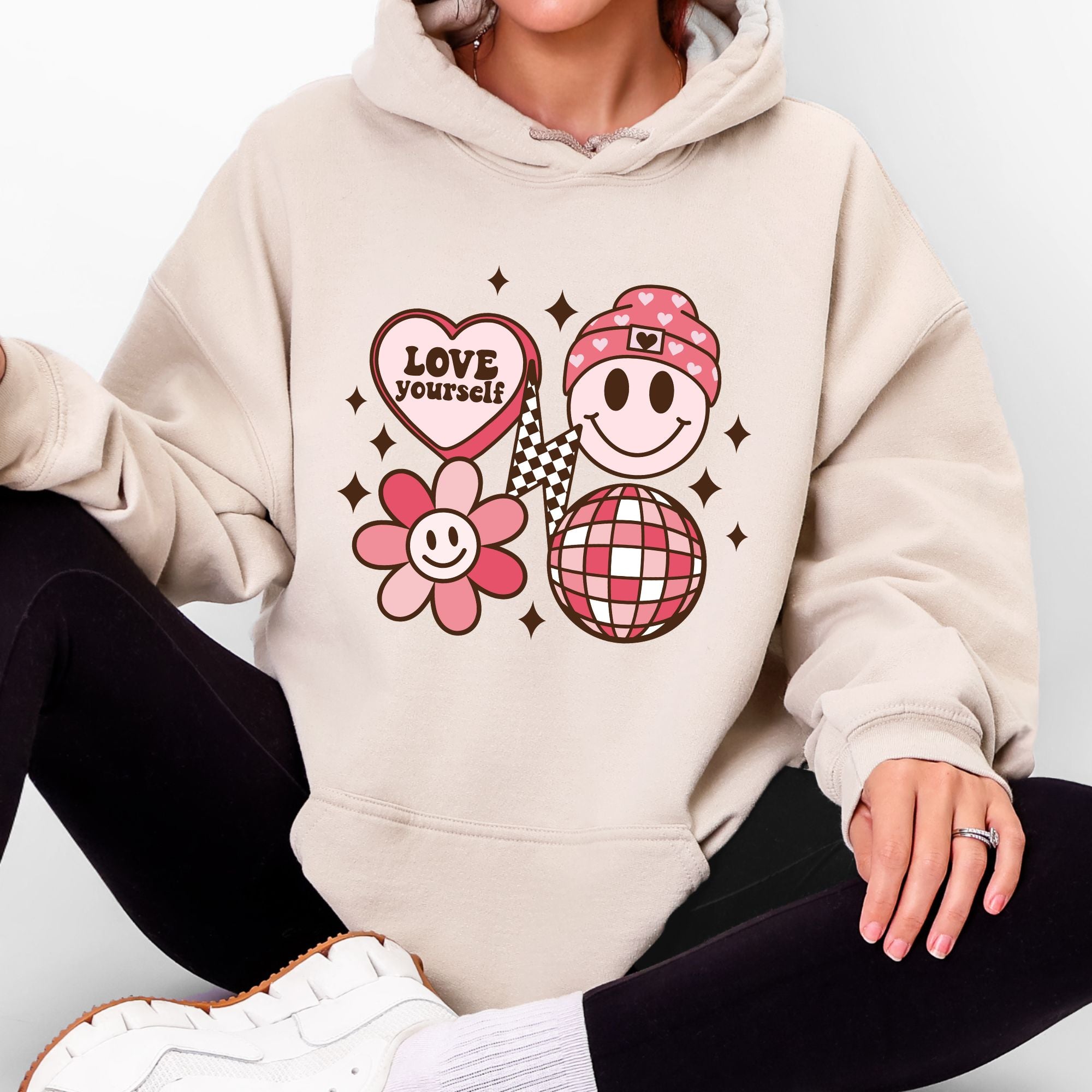 Retro Groovy Valentines Hoodie – Cozy Valentine’s Day Hoodie