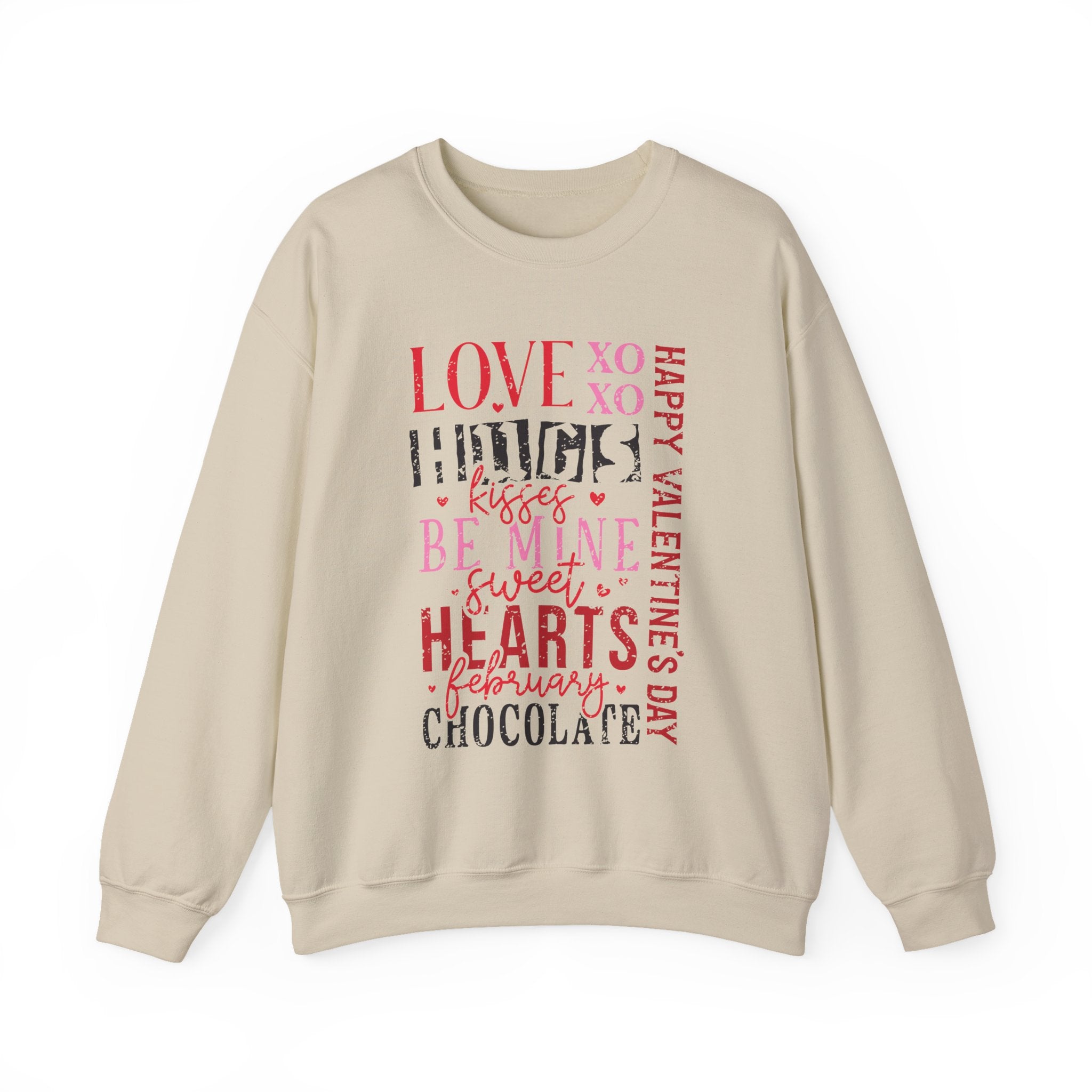 Love Hug Kisses Valentines Sweatshirt – Cute Valentine’s Day Crewneck Sweatshirt