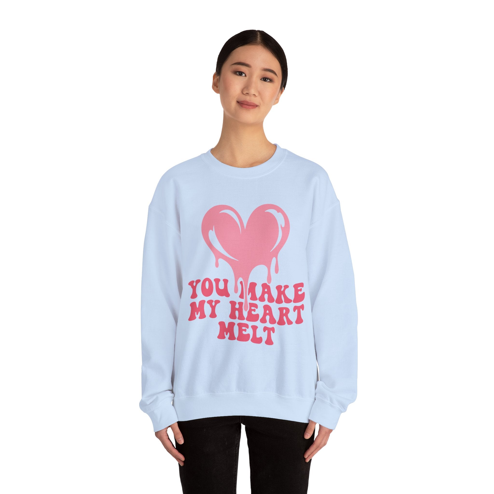 You Make My Heart Melt Valentines Sweatshirt – Cute Romantic Valentine’s Day Crewneck Sweatshirt