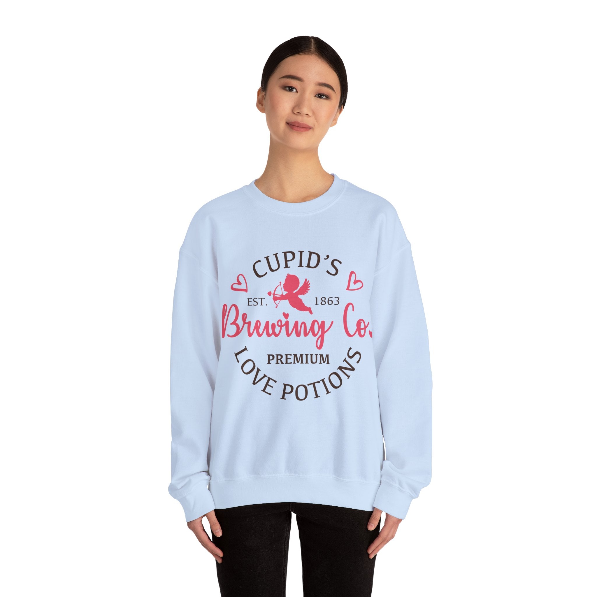 Cupid’s Brewing Co. Valentines Sweatshirt – Funny Valentine’s Day Crewneck Sweatshirt