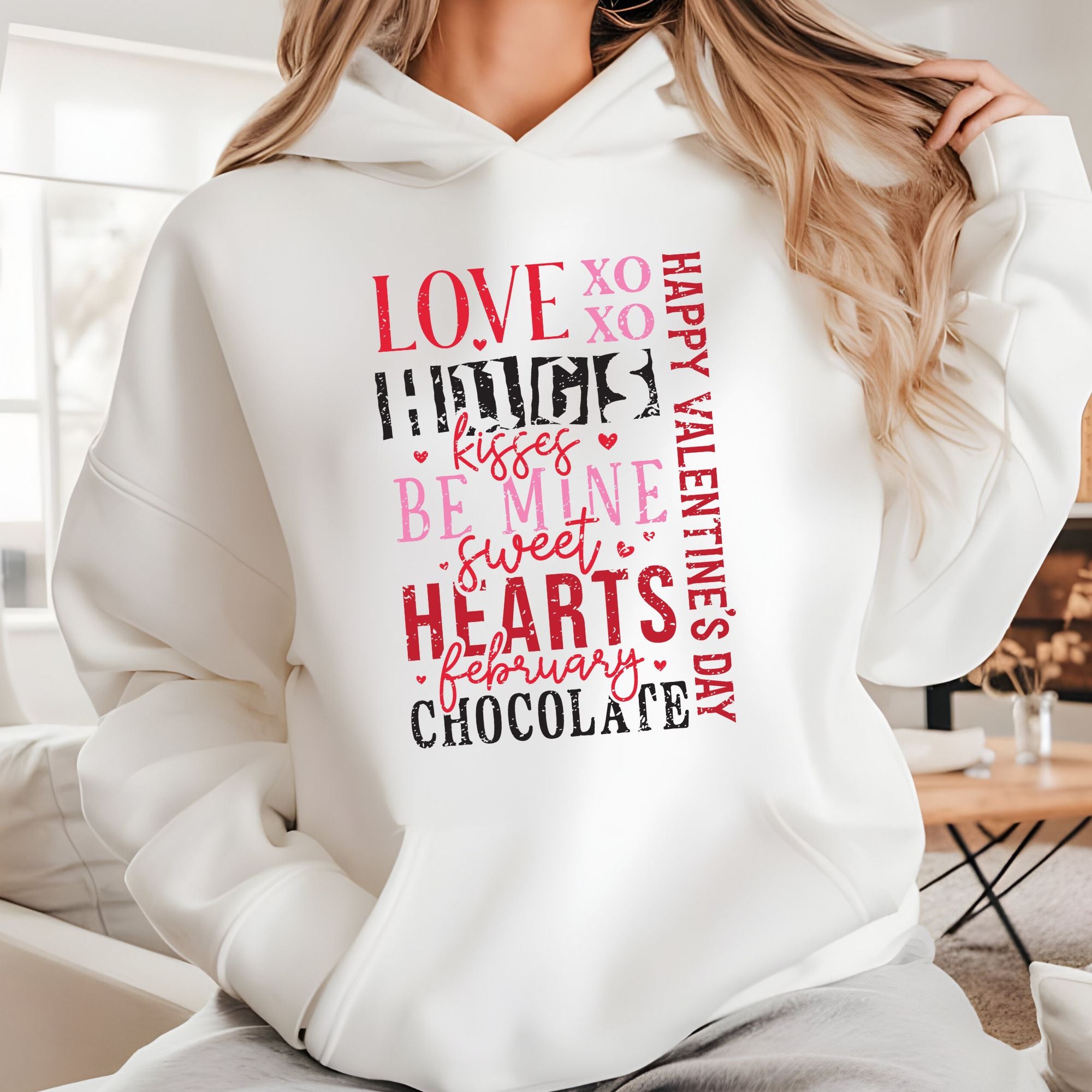 Love Hug Kisses Valentines Hoodie – Cozy Valentine’s Day Hoodie