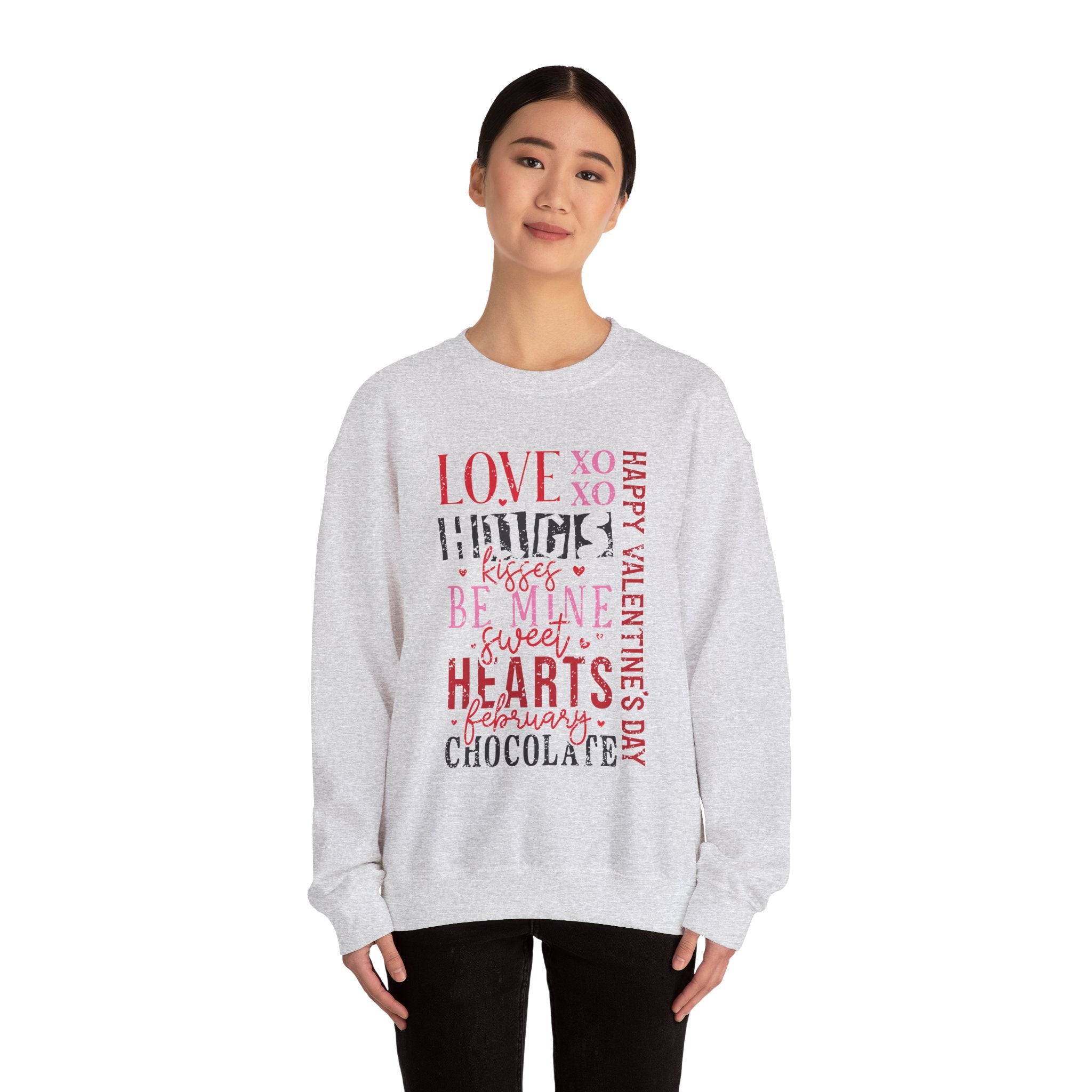 Love Hug Kisses Valentines Sweatshirt – Cute Valentine’s Day Crewneck Sweatshirt