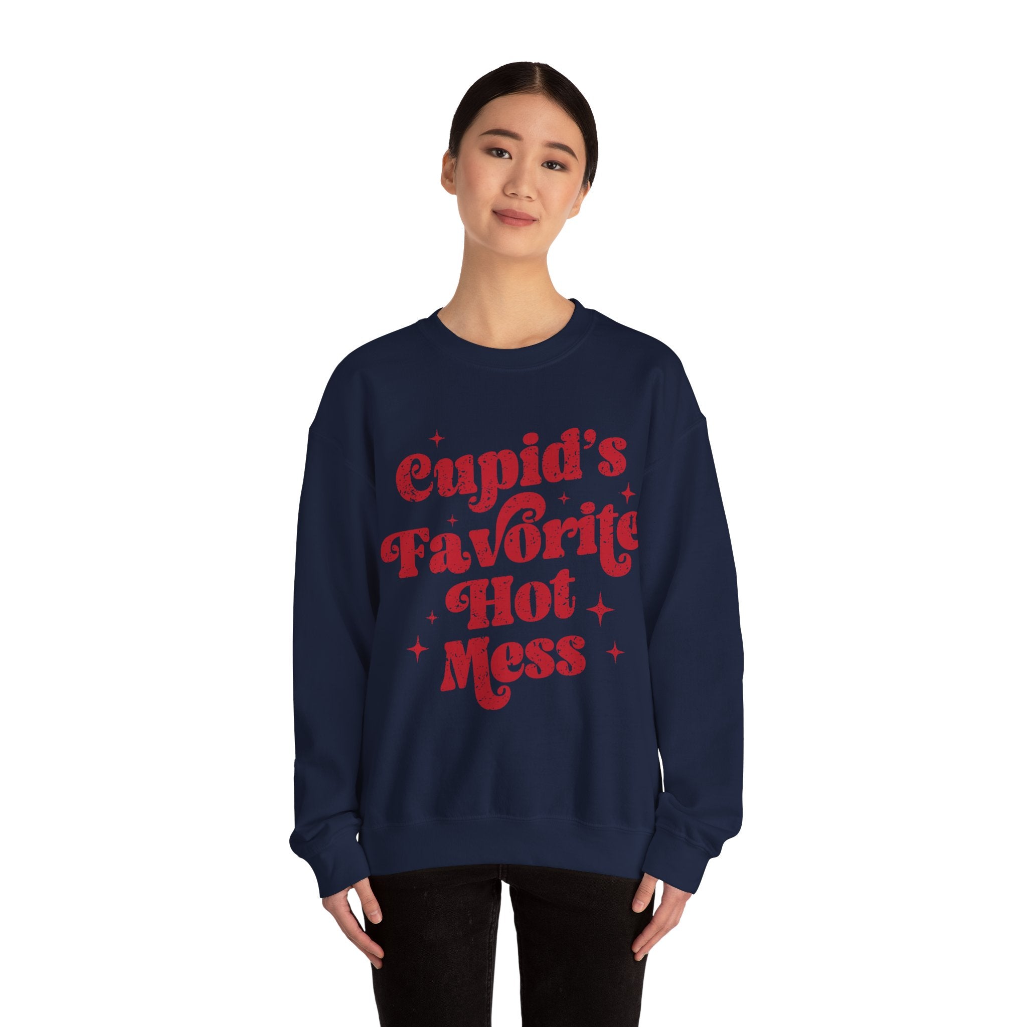 Cupid’s Favourite Hot Mess Valentines Sweatshirt – Funny Valentine’s Day Crewneck Sweatshirt