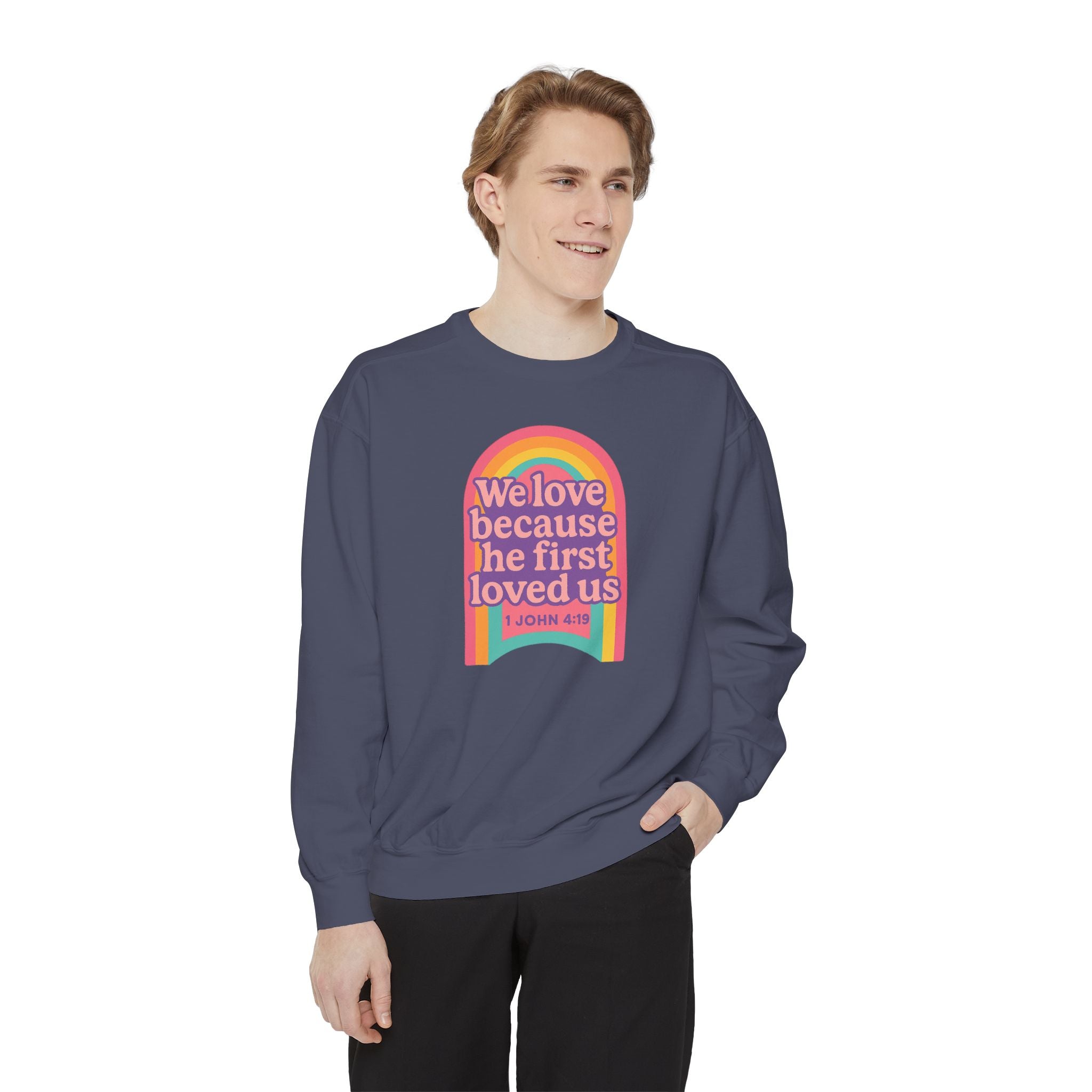 Rainbow Scripture Unisex Sweatshirt | Cozy Christian Apparel | Gift for Faith Lovers | Inspirational Sweatshirt | Spring Fashion