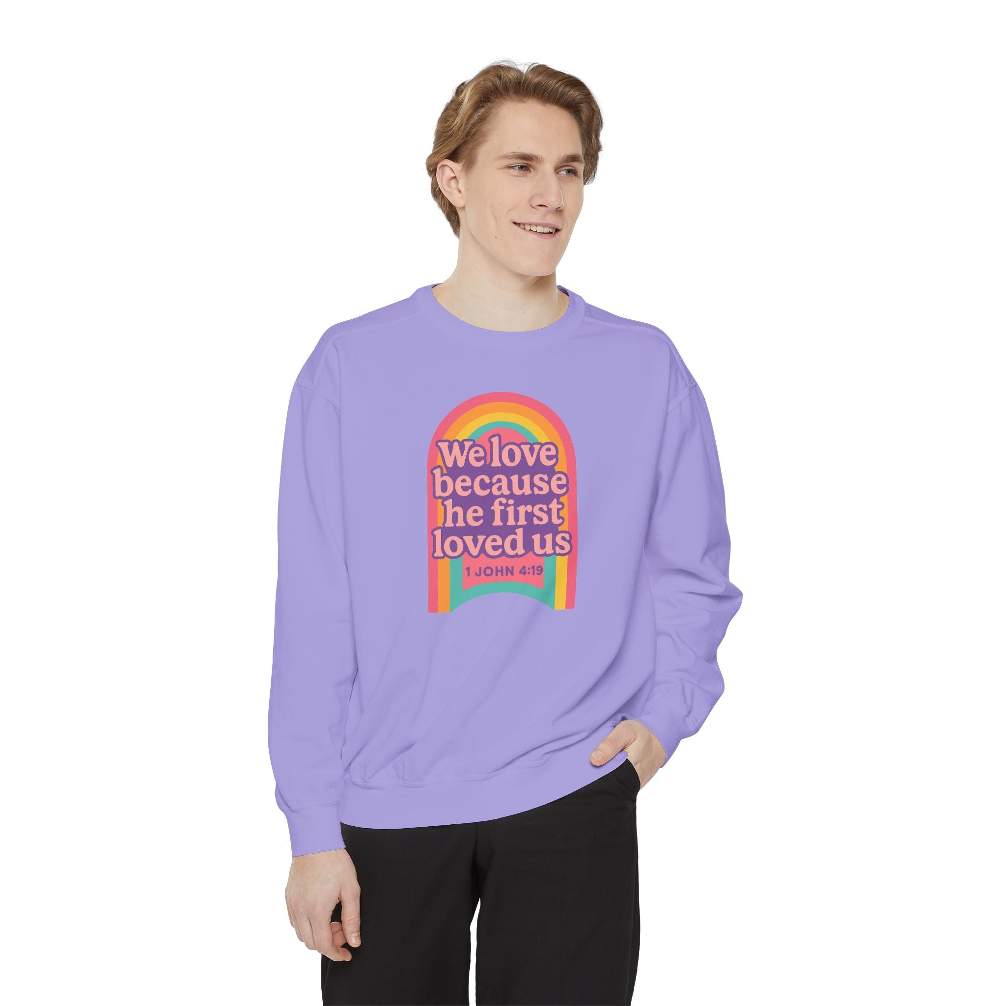 Rainbow Scripture Unisex Sweatshirt | Cozy Christian Apparel | Gift for Faith Lovers | Inspirational Sweatshirt | Spring Fashion