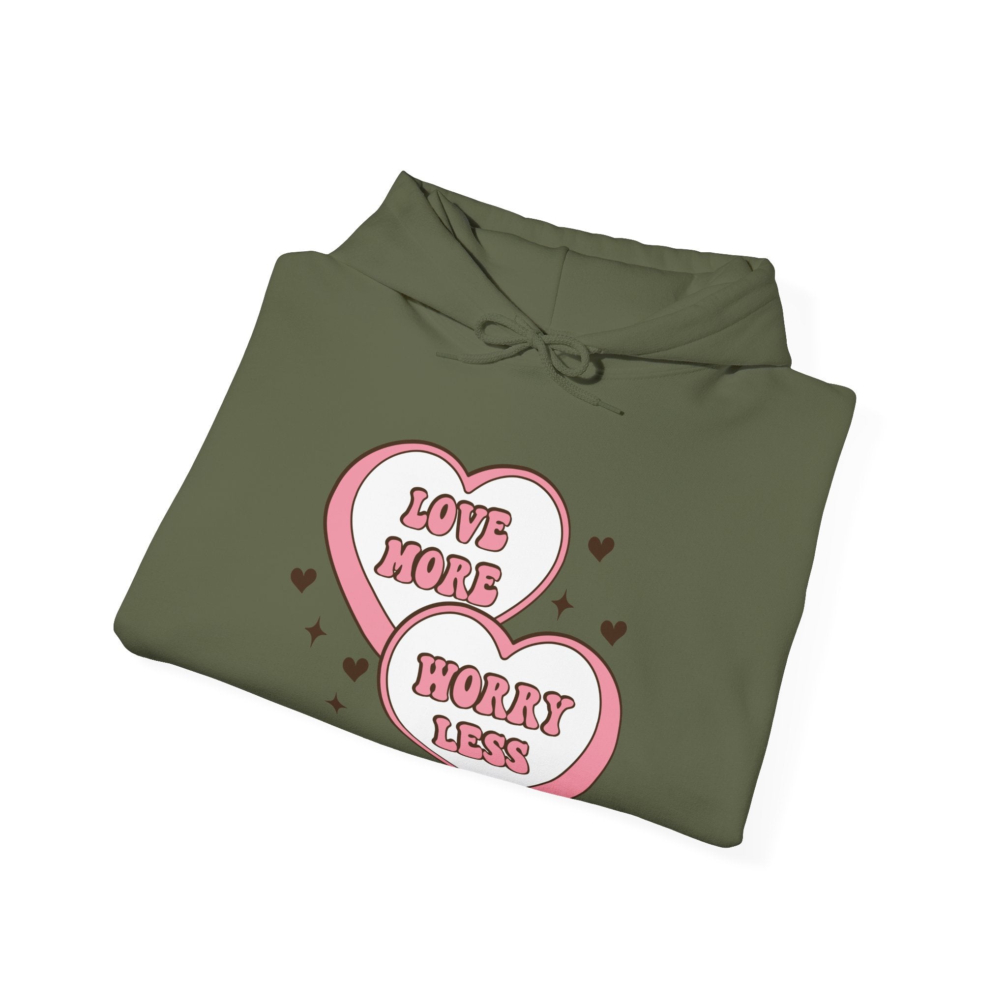 Love More Worry Less Valentines Hoodie – Cozy Valentine’s Day Hoodie