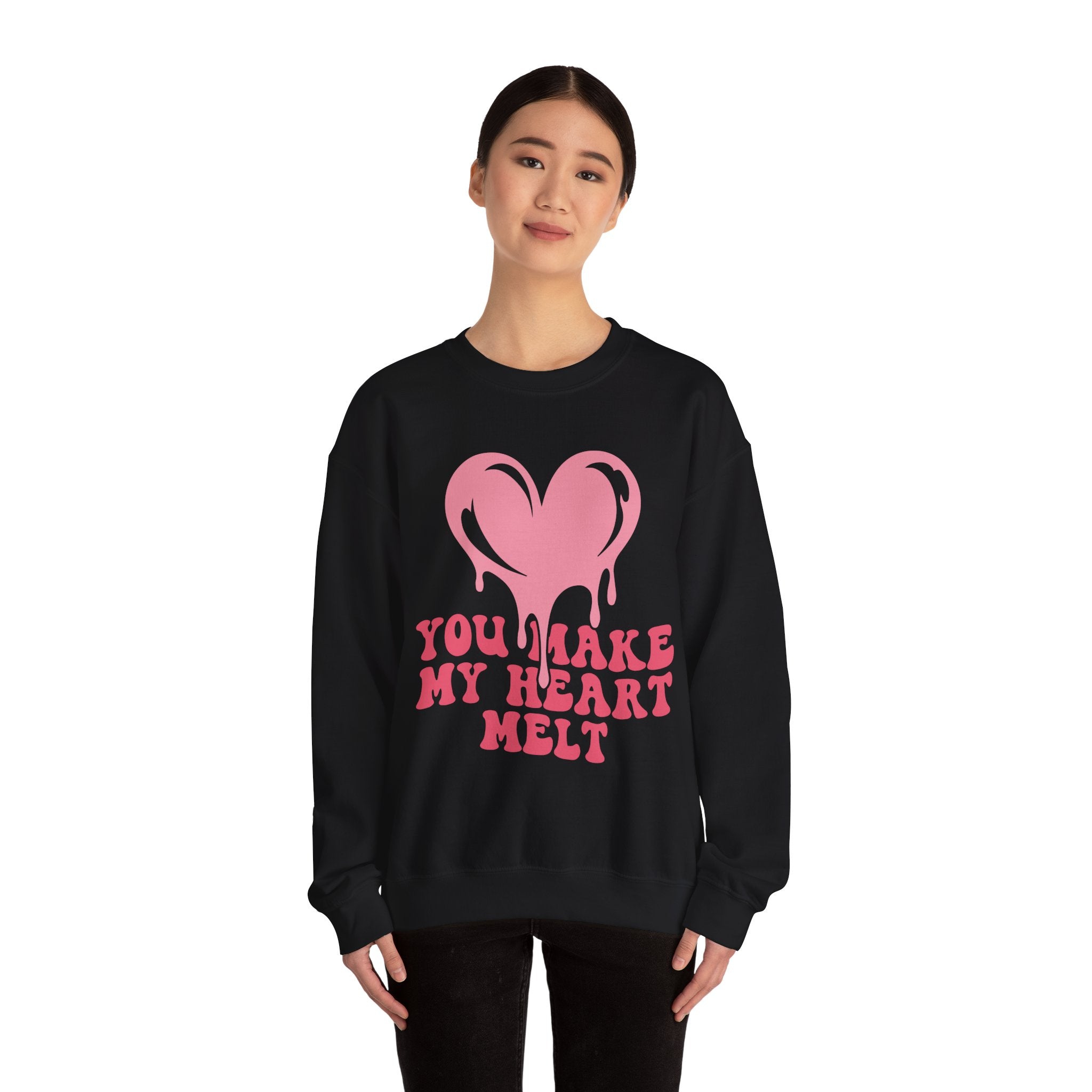 You Make My Heart Melt Valentines Sweatshirt – Cute Romantic Valentine’s Day Crewneck Sweatshirt