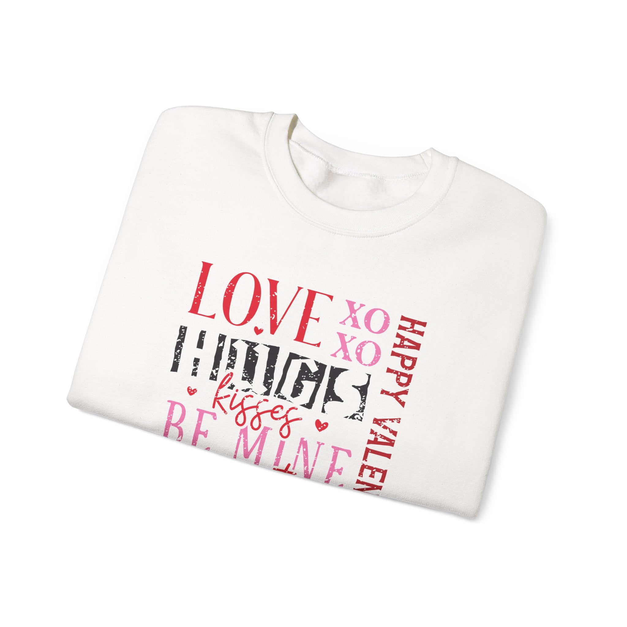 Love Hug Kisses Valentines Sweatshirt – Cute Valentine’s Day Crewneck Sweatshirt