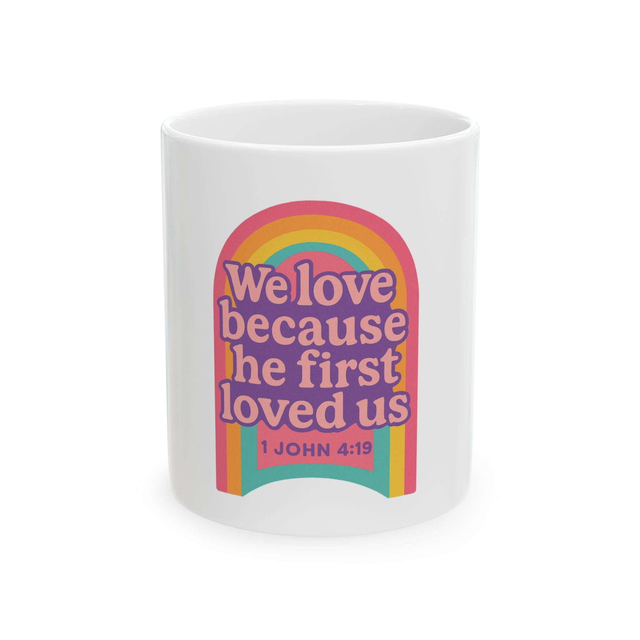 Rainbow Love Ceramic Mug - Inspirational Coffee Cup, Gift for Friends, Christian Mug, 11oz 15oz, Perfect for Birthdays