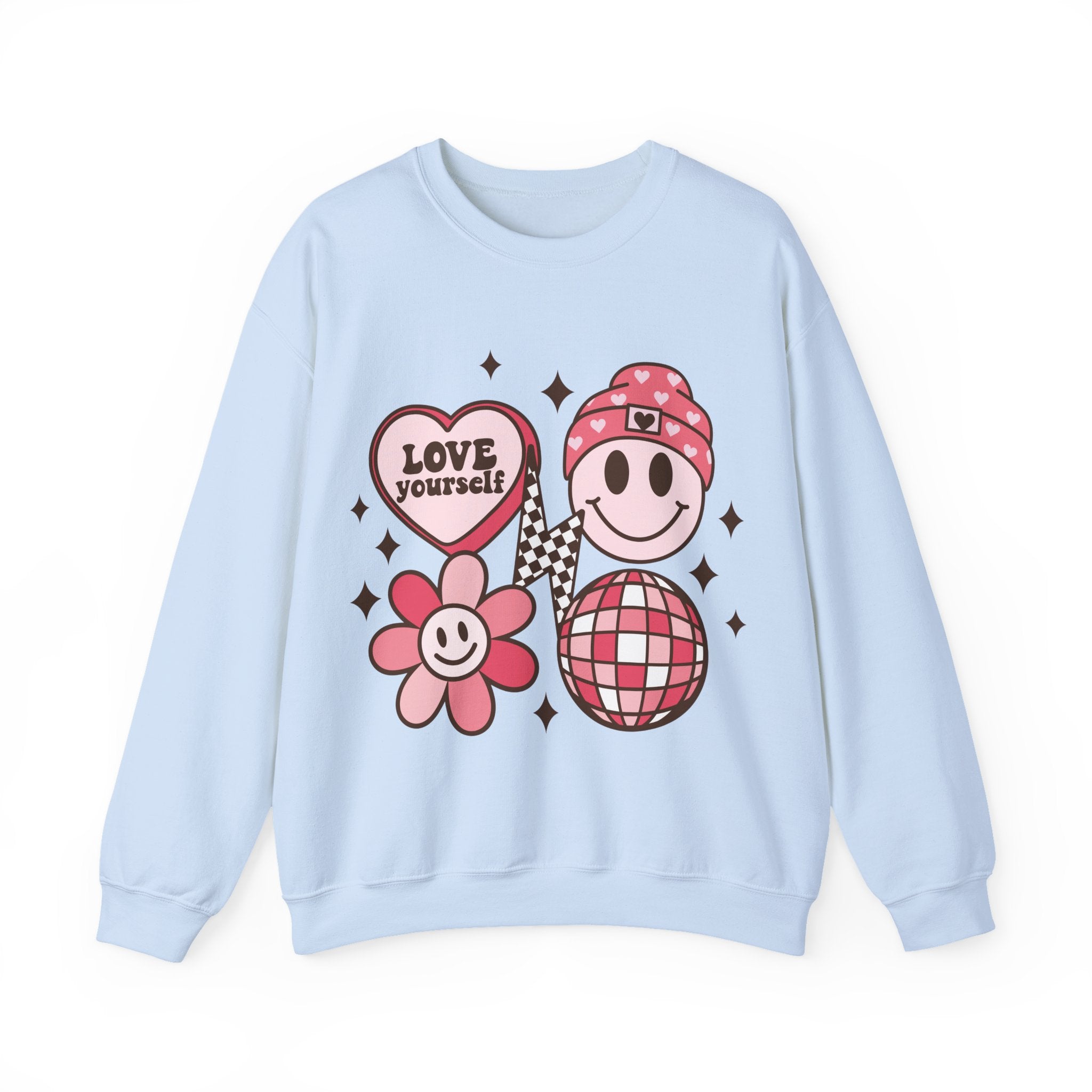 Love Your Self Groovy Valentines Sweatshirt – Retro Valentine’s Day Crewneck Sweatshirt