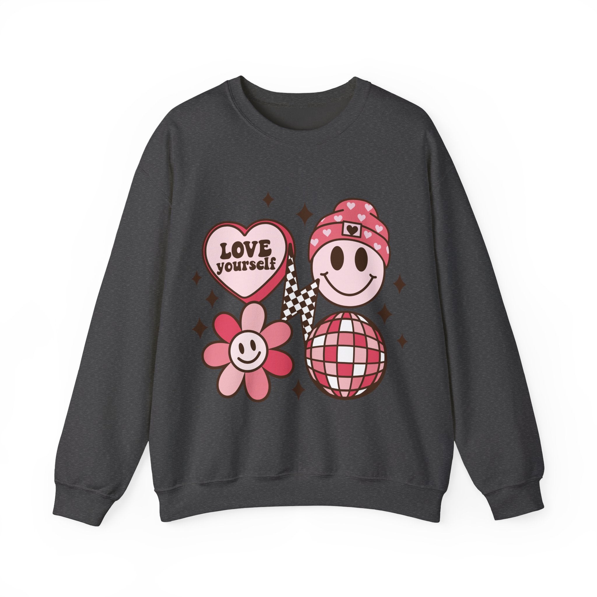 Love Your Self Groovy Valentines Sweatshirt – Retro Valentine’s Day Crewneck Sweatshirt
