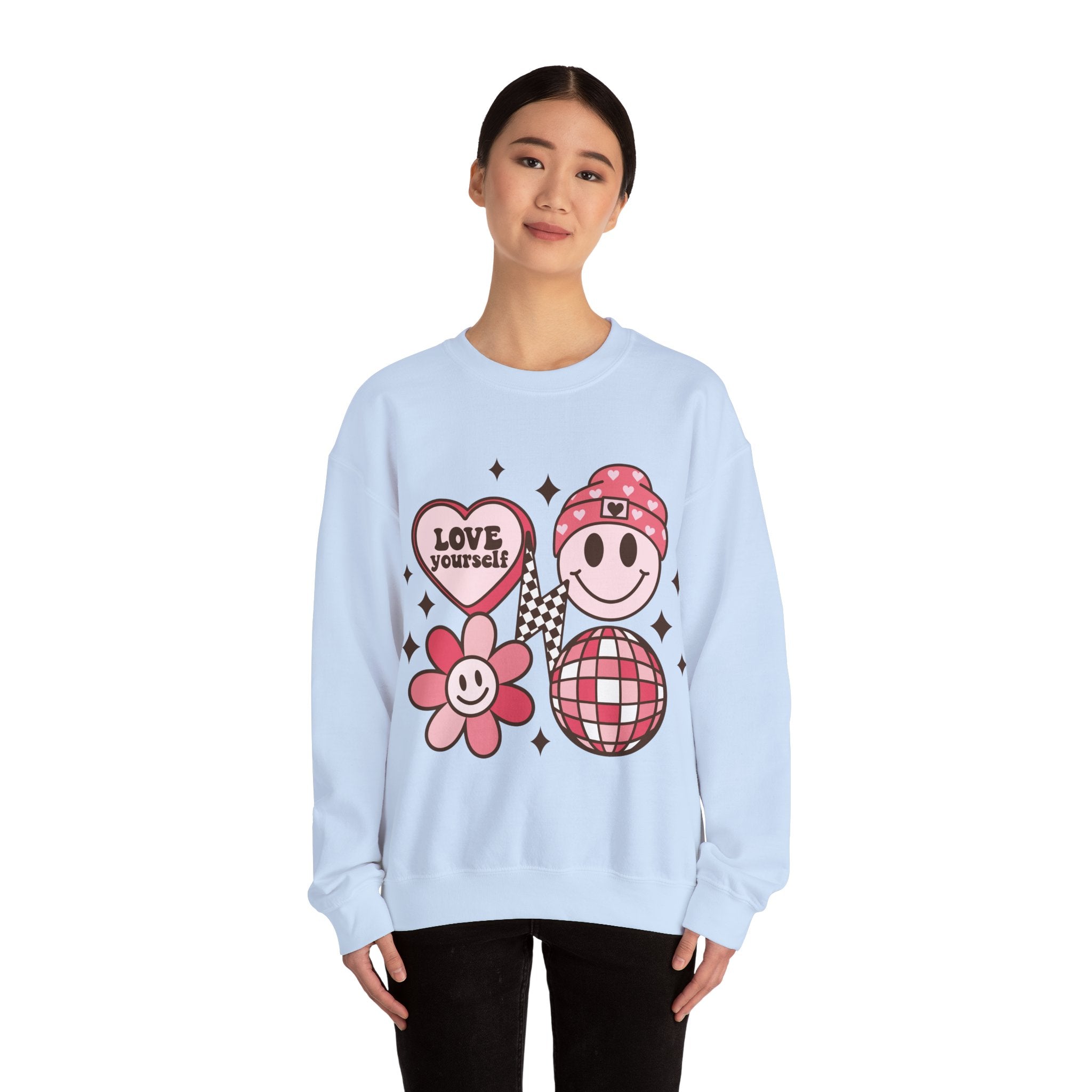Love Your Self Groovy Valentines Sweatshirt – Retro Valentine’s Day Crewneck Sweatshirt
