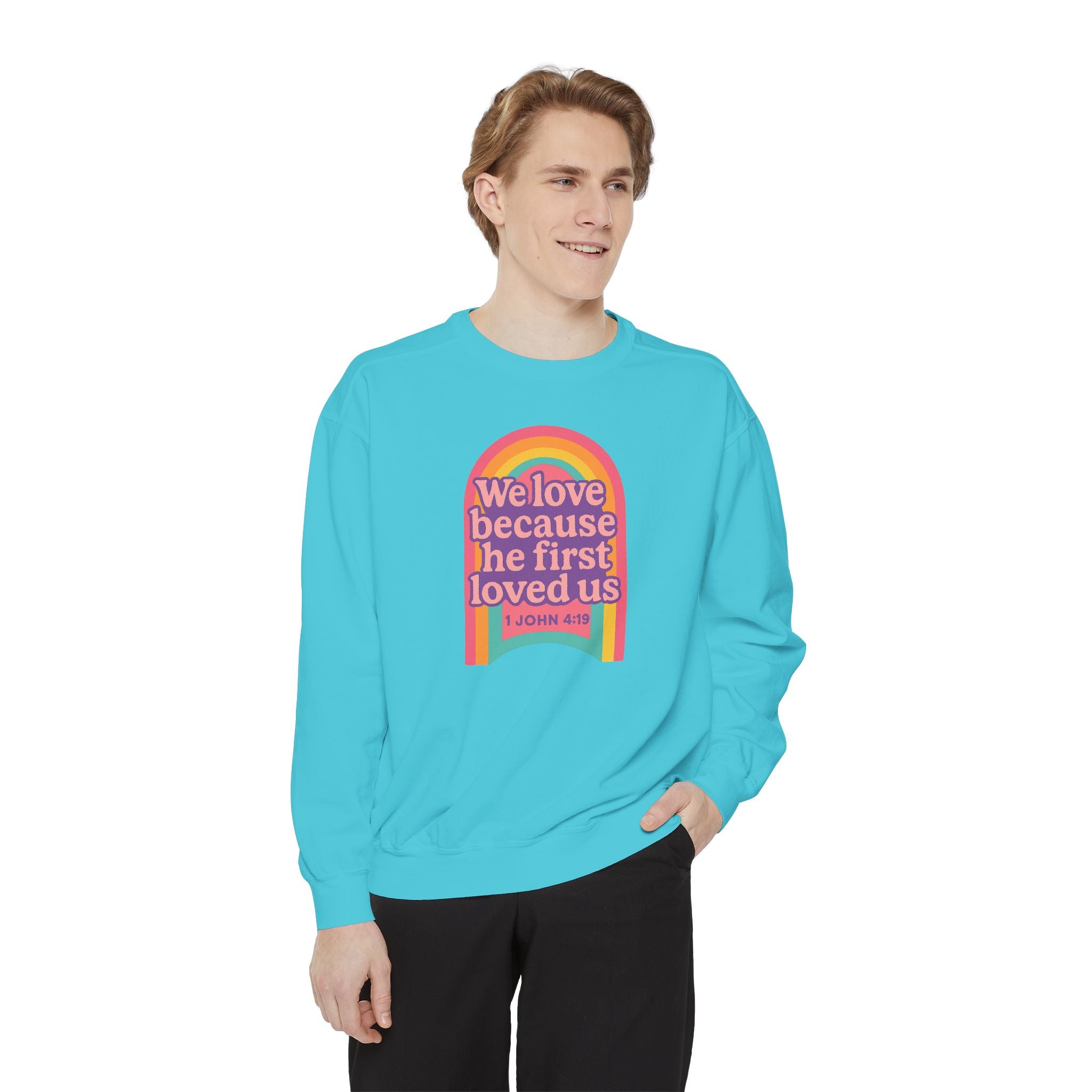 Rainbow Scripture Unisex Sweatshirt | Cozy Christian Apparel | Gift for Faith Lovers | Inspirational Sweatshirt | Spring Fashion