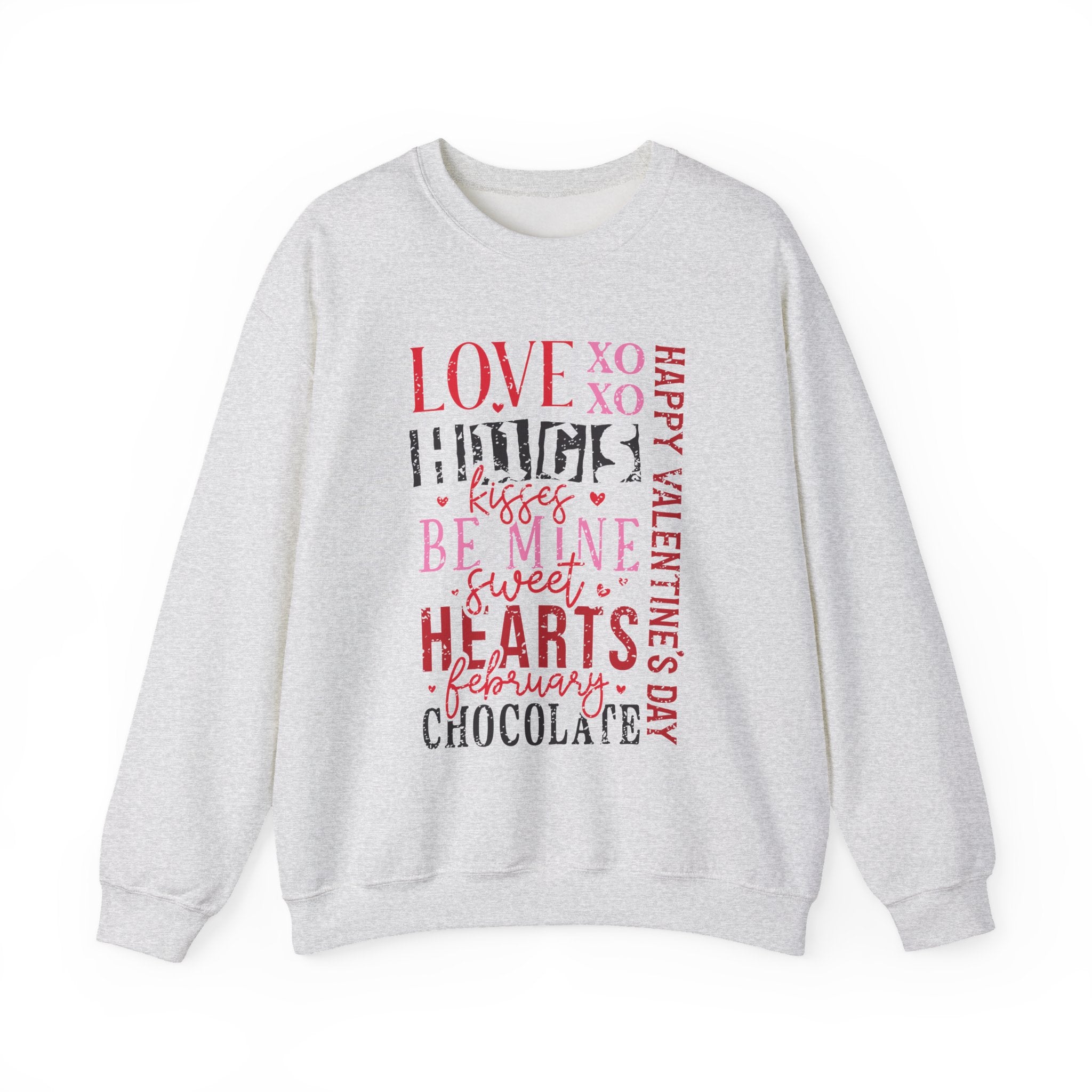 Love Hug Kisses Valentines Sweatshirt – Cute Valentine’s Day Crewneck Sweatshirt