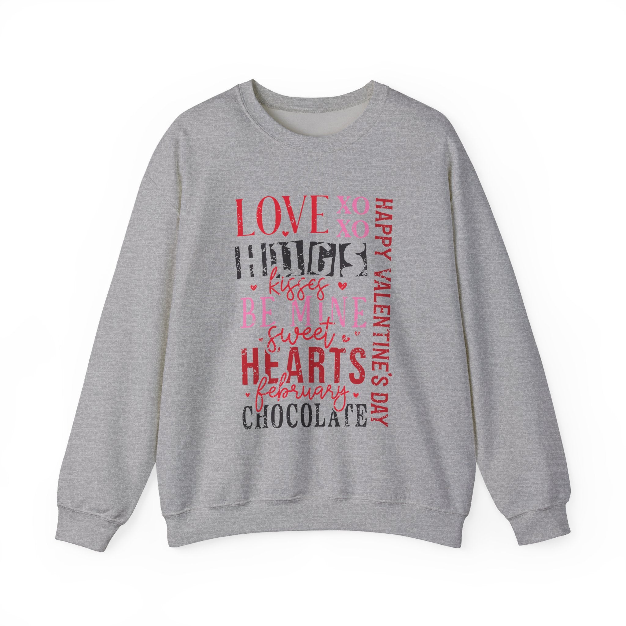Love Hug Kisses Valentines Sweatshirt – Cute Valentine’s Day Crewneck Sweatshirt