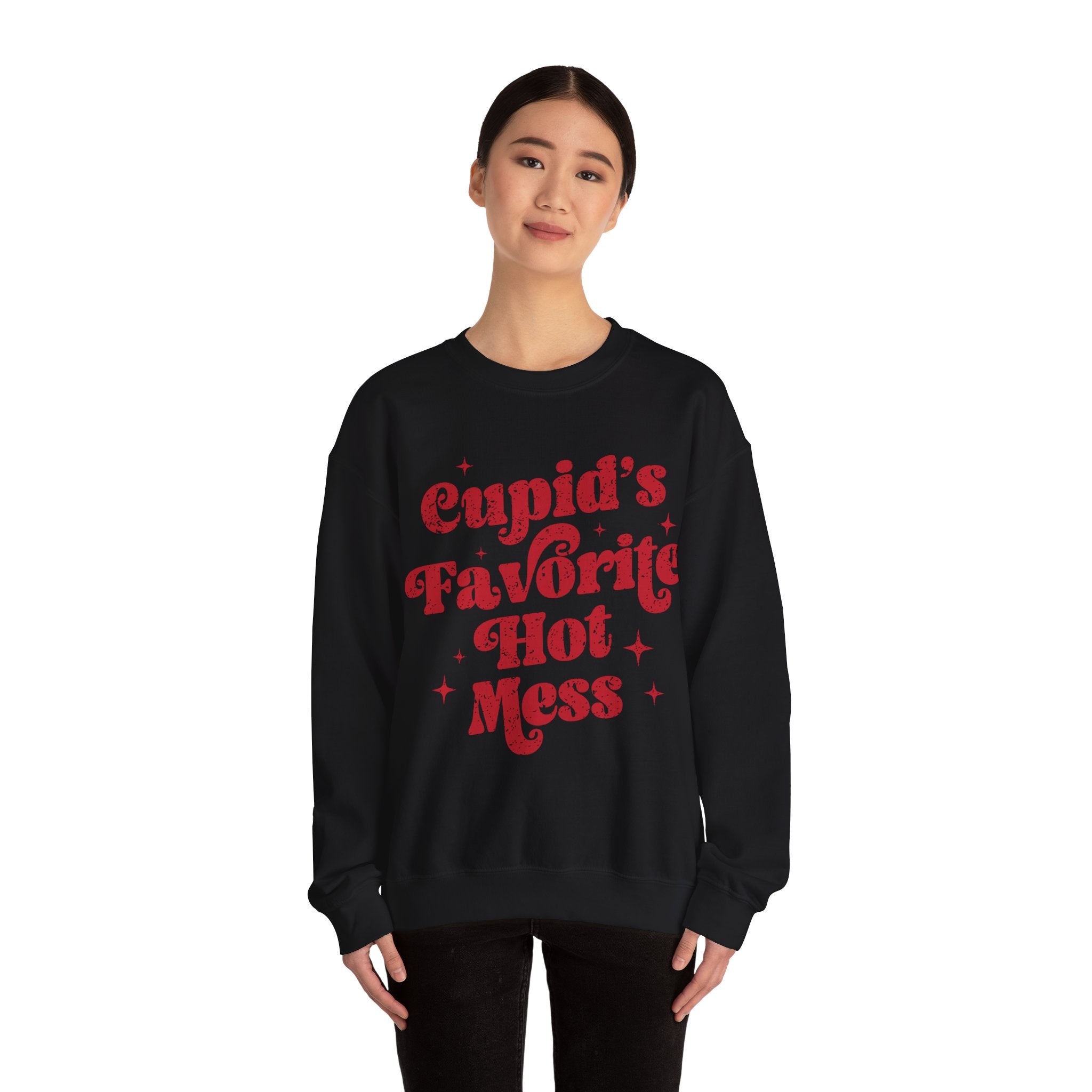 Cupid’s Favourite Hot Mess Valentines Sweatshirt – Funny Valentine’s Day Crewneck Sweatshirt