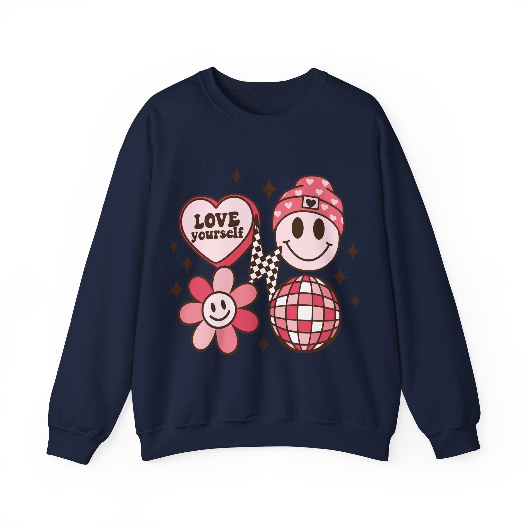 Love Your Self Groovy Valentines Sweatshirt – Retro Valentine’s Day Crewneck Sweatshirt