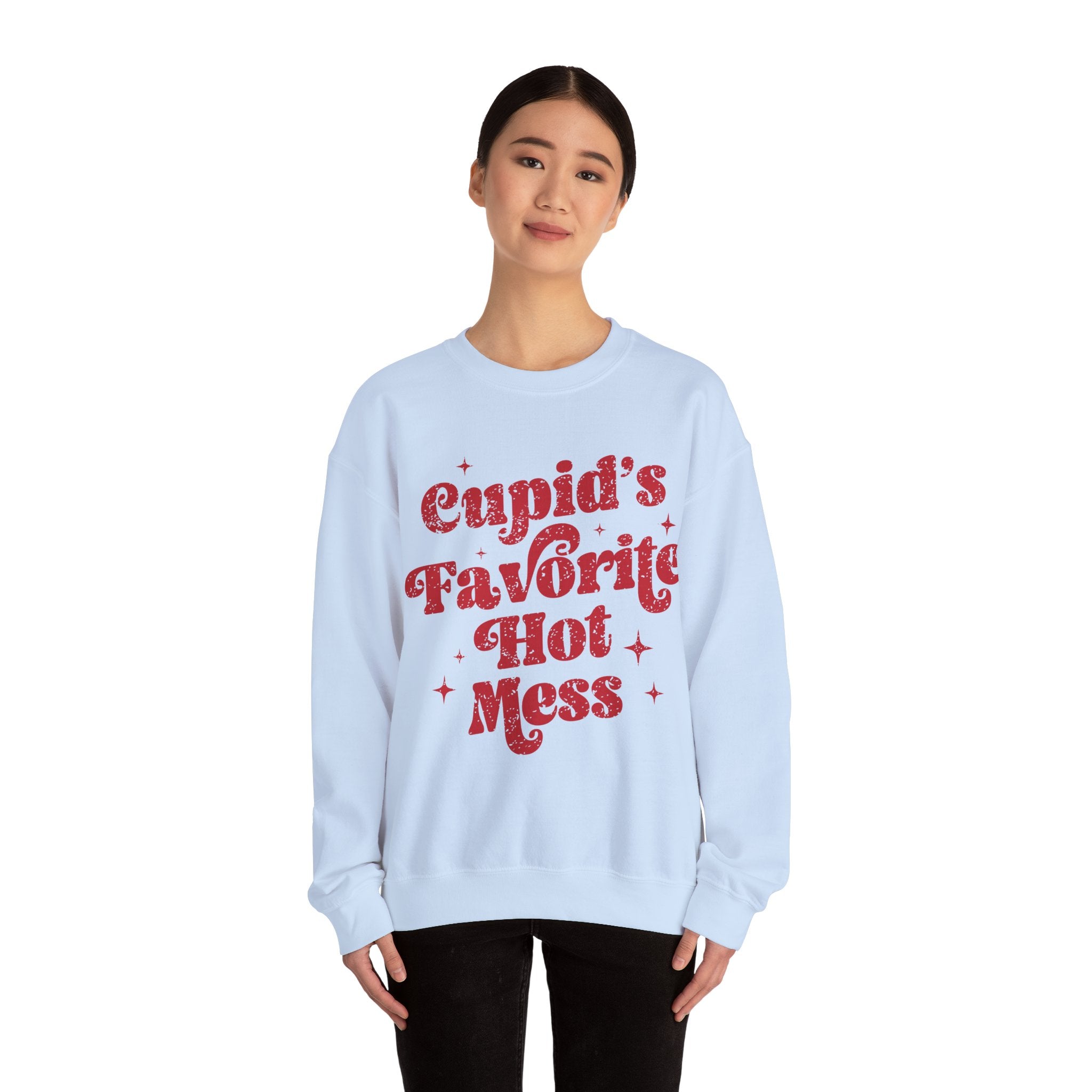 Cupid’s Favourite Hot Mess Valentines Sweatshirt – Funny Valentine’s Day Crewneck Sweatshirt