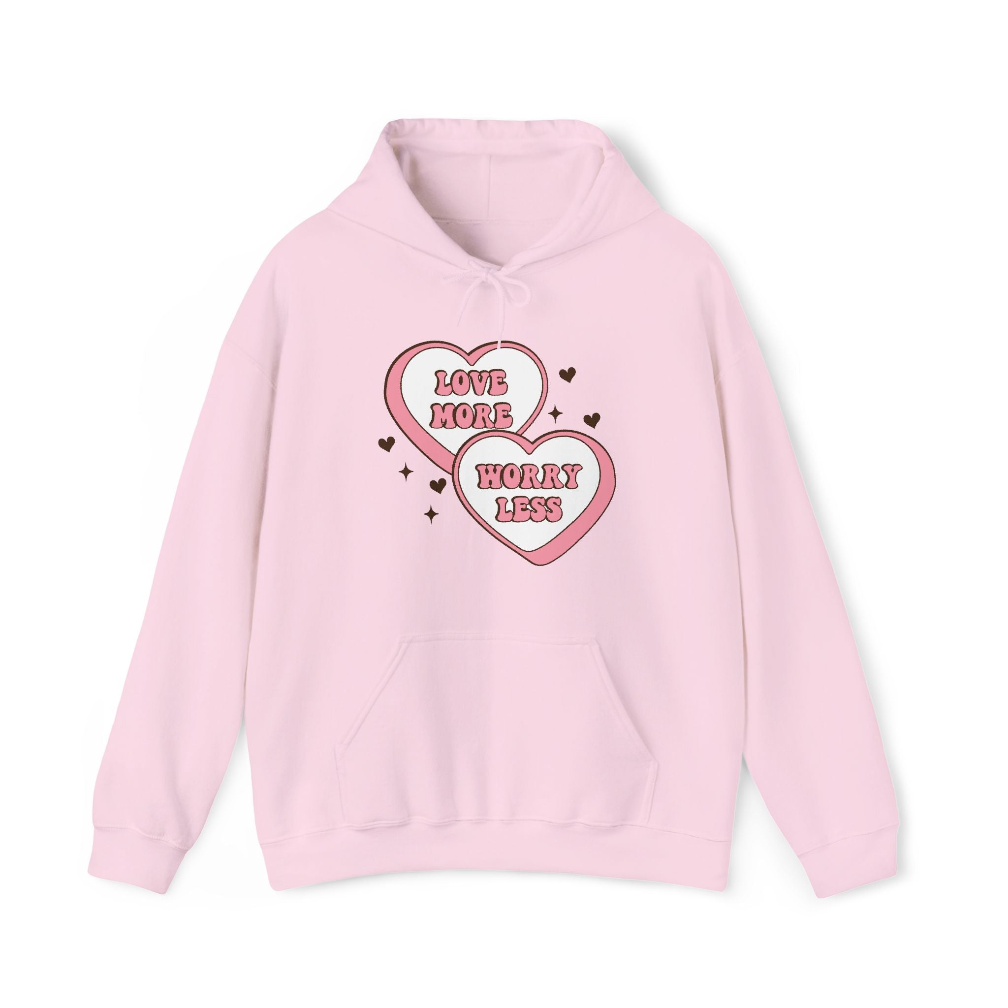 Love More Worry Less Valentines Hoodie – Cozy Valentine’s Day Hoodie