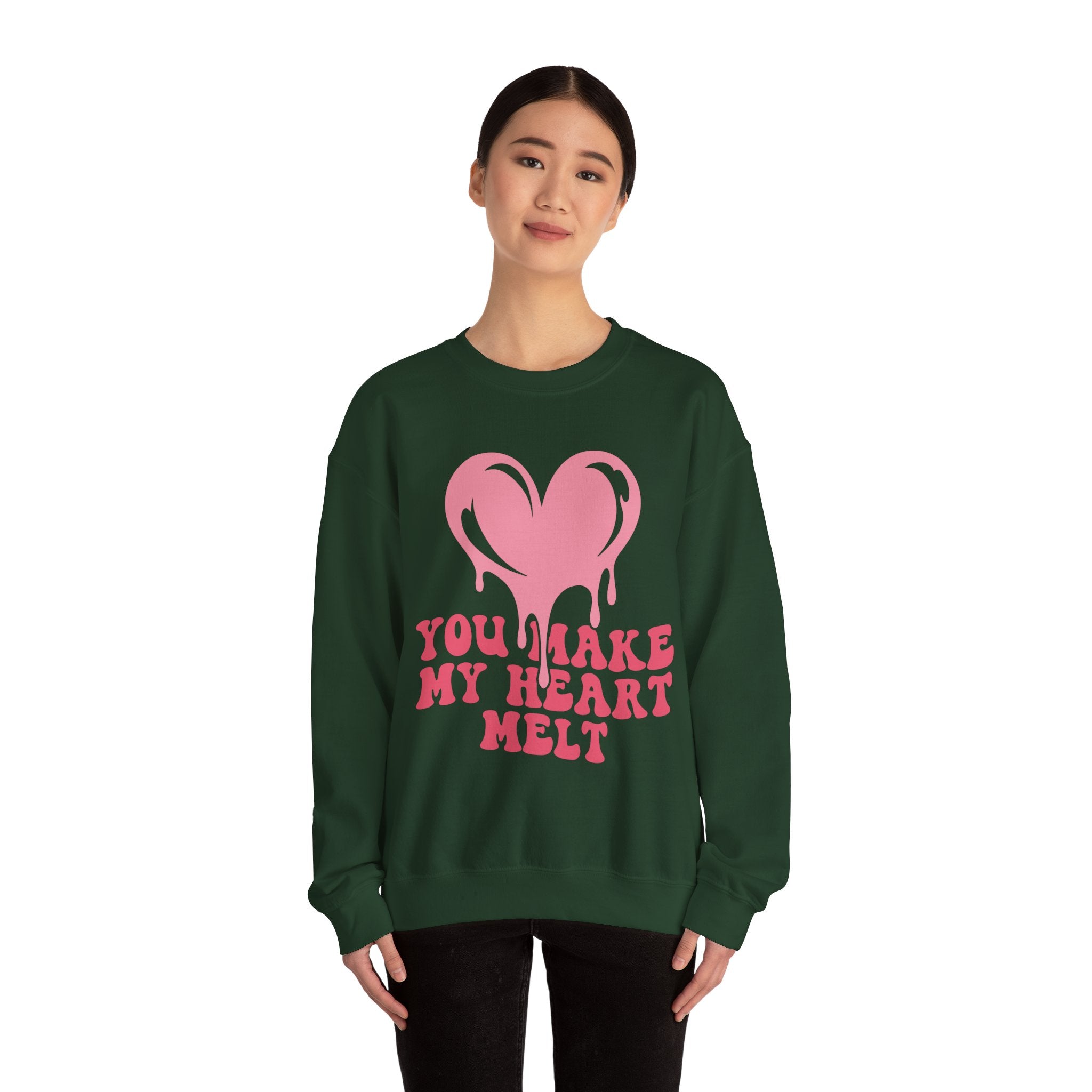 You Make My Heart Melt Valentines Sweatshirt – Cute Romantic Valentine’s Day Crewneck Sweatshirt