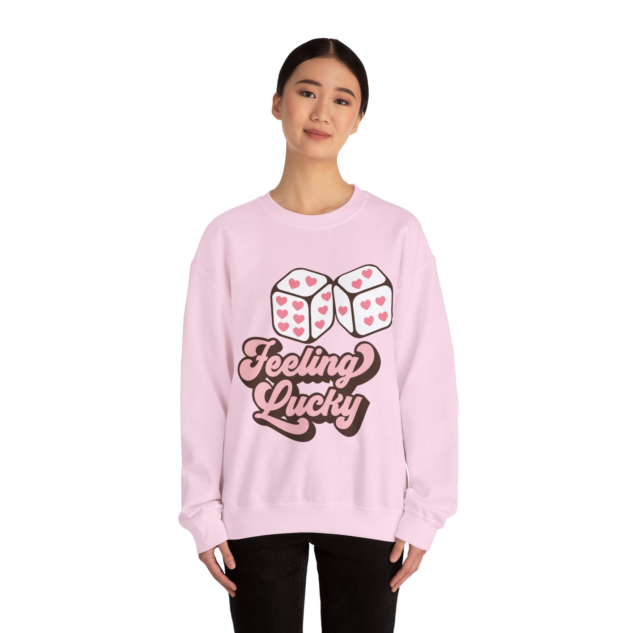 Feeling Lucky Valentines Sweatshirt – Cozy Valentine’s Day Crewneck Sweatshirt