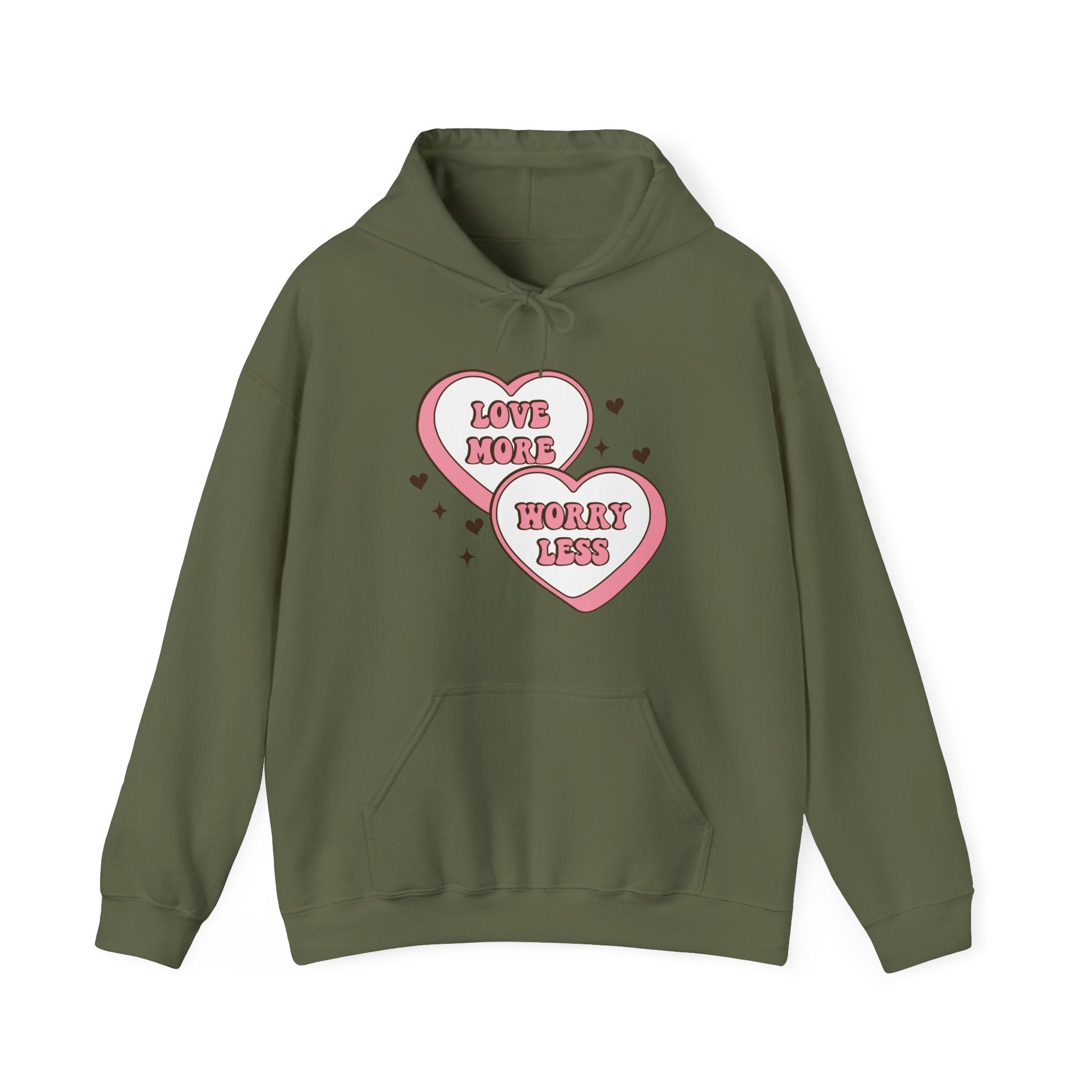 Love More Worry Less Valentines Hoodie – Cozy Valentine’s Day Hoodie