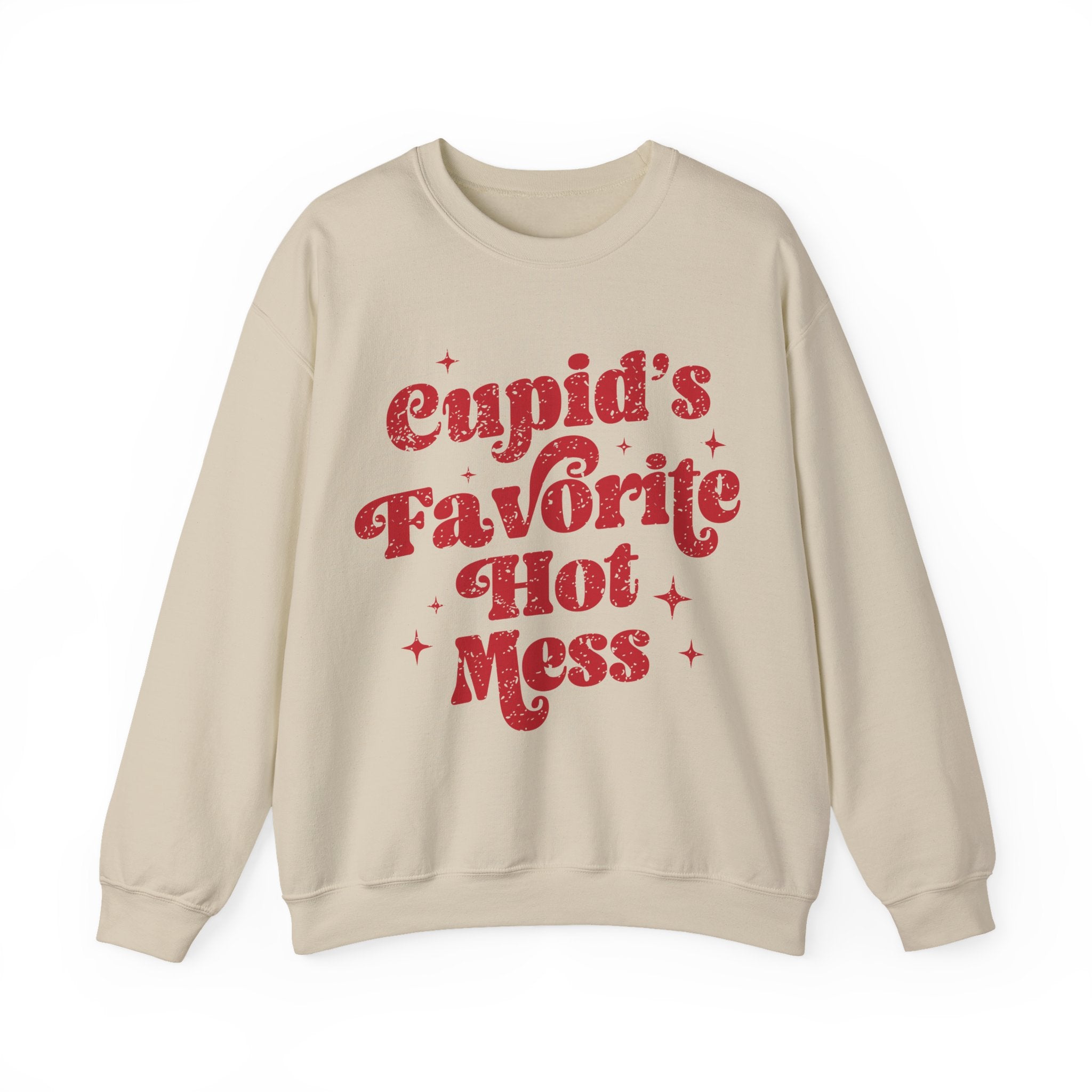 Cupid’s Favourite Hot Mess Valentines Sweatshirt – Funny Valentine’s Day Crewneck Sweatshirt