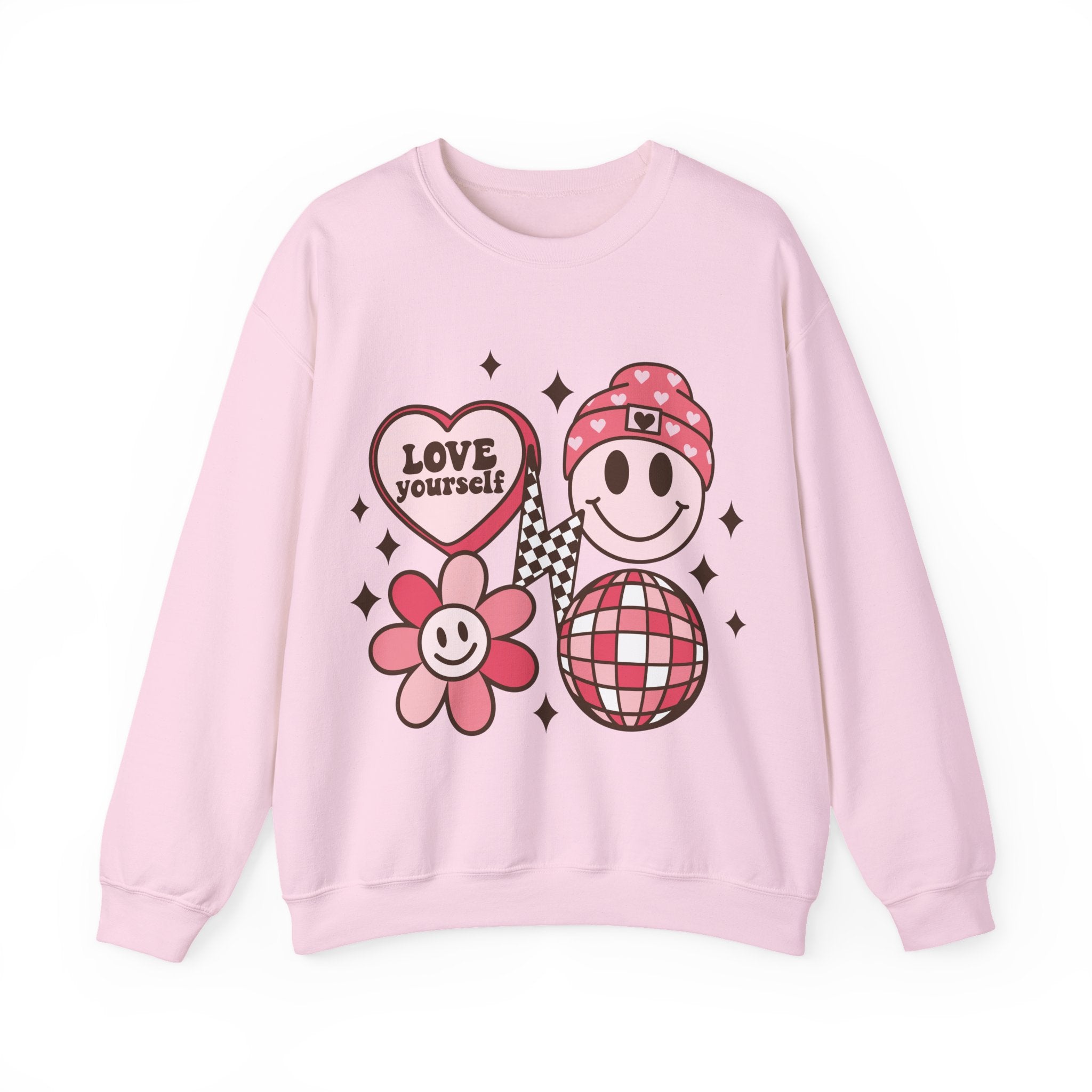 Love Your Self Groovy Valentines Sweatshirt – Retro Valentine’s Day Crewneck Sweatshirt