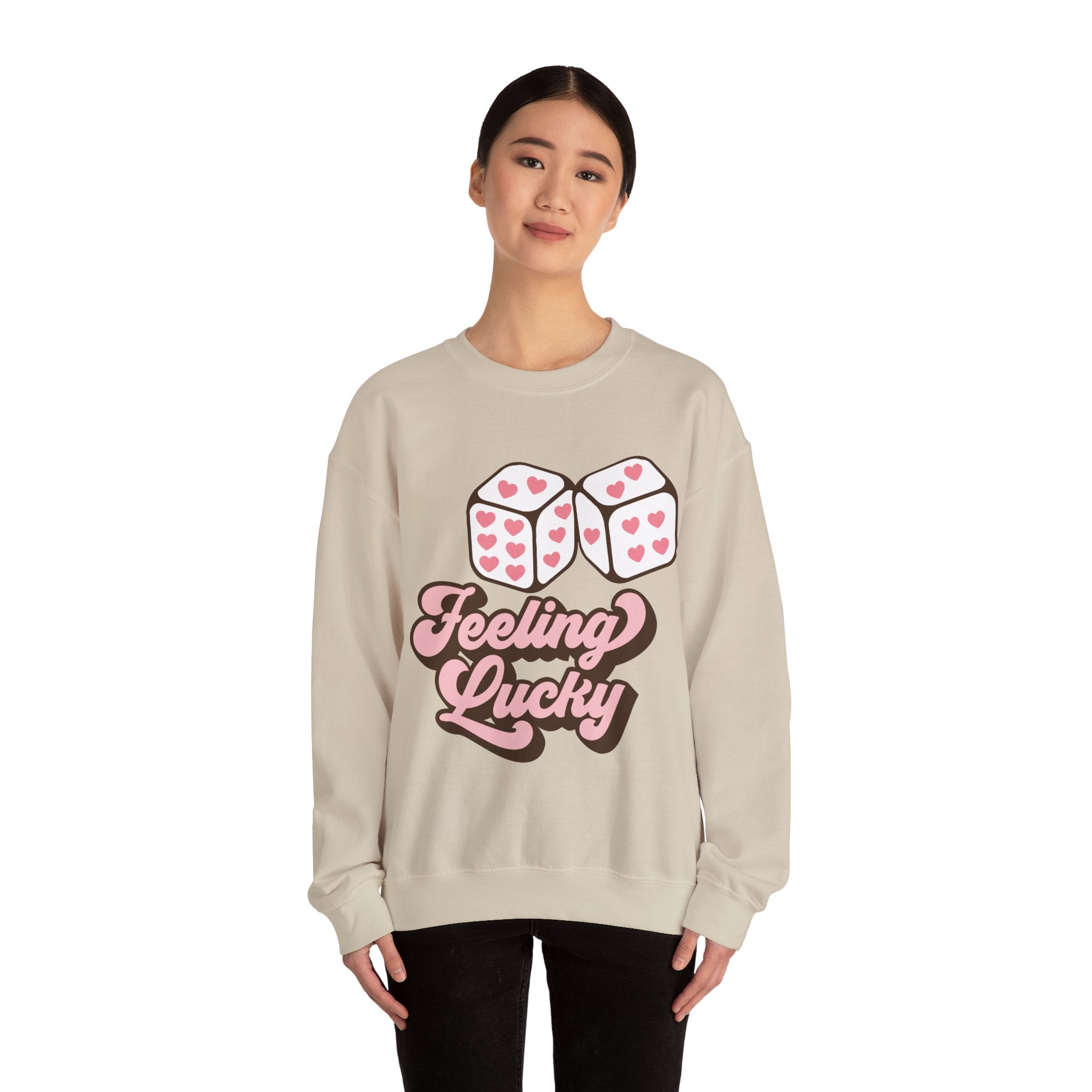 Feeling Lucky Valentines Sweatshirt – Cozy Valentine’s Day Crewneck Sweatshirt