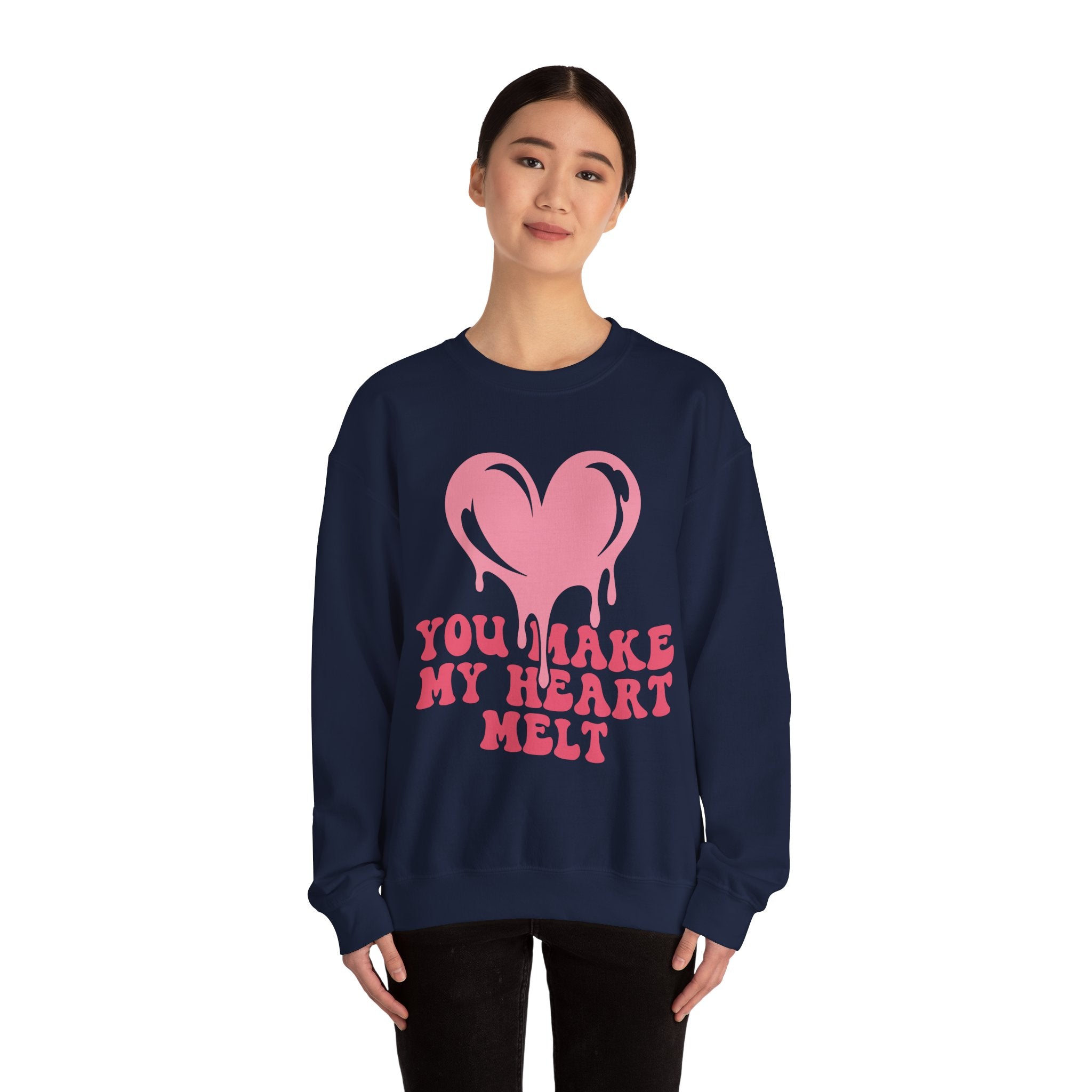You Make My Heart Melt Valentines Sweatshirt – Cute Romantic Valentine’s Day Crewneck Sweatshirt