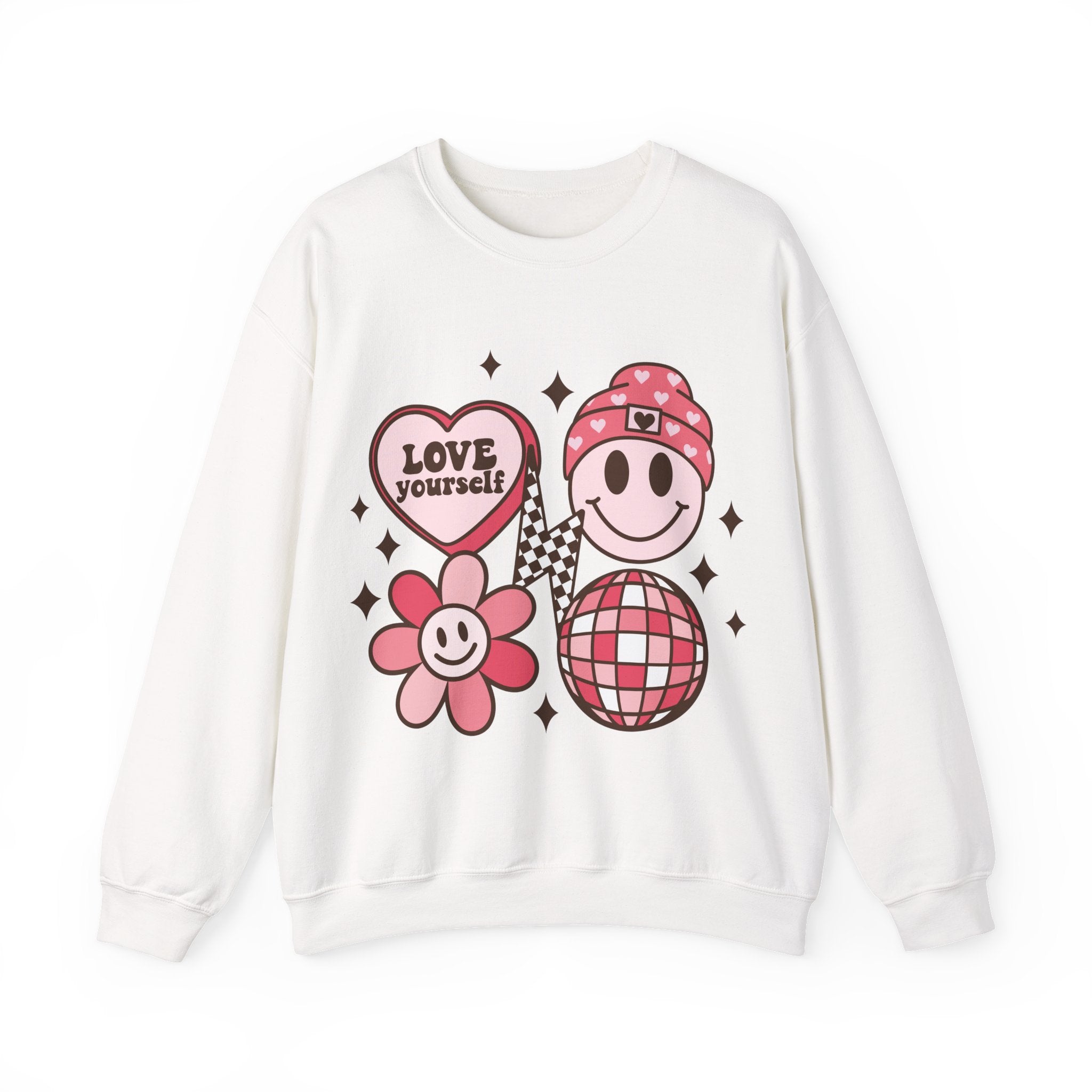 Love Your Self Groovy Valentines Sweatshirt – Retro Valentine’s Day Crewneck Sweatshirt