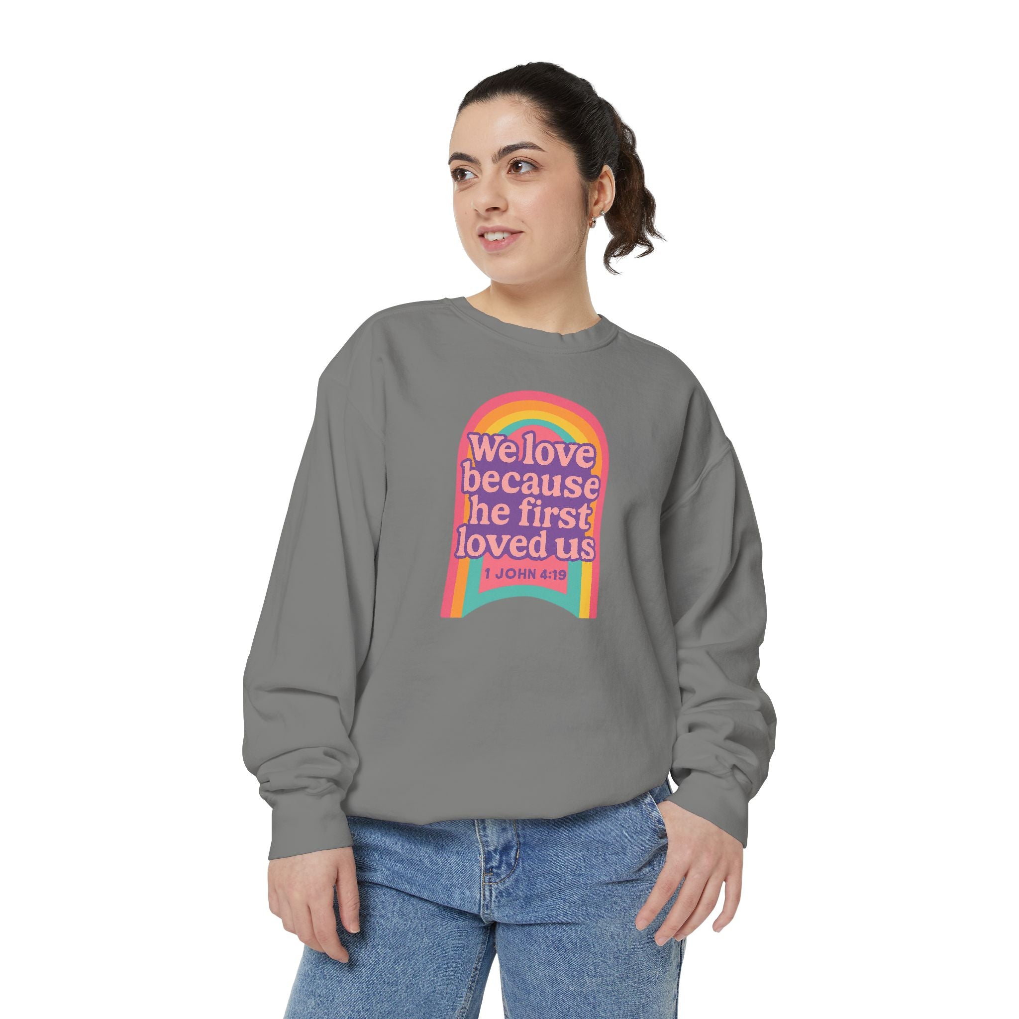 Rainbow Scripture Unisex Sweatshirt | Cozy Christian Apparel | Gift for Faith Lovers | Inspirational Sweatshirt | Spring Fashion