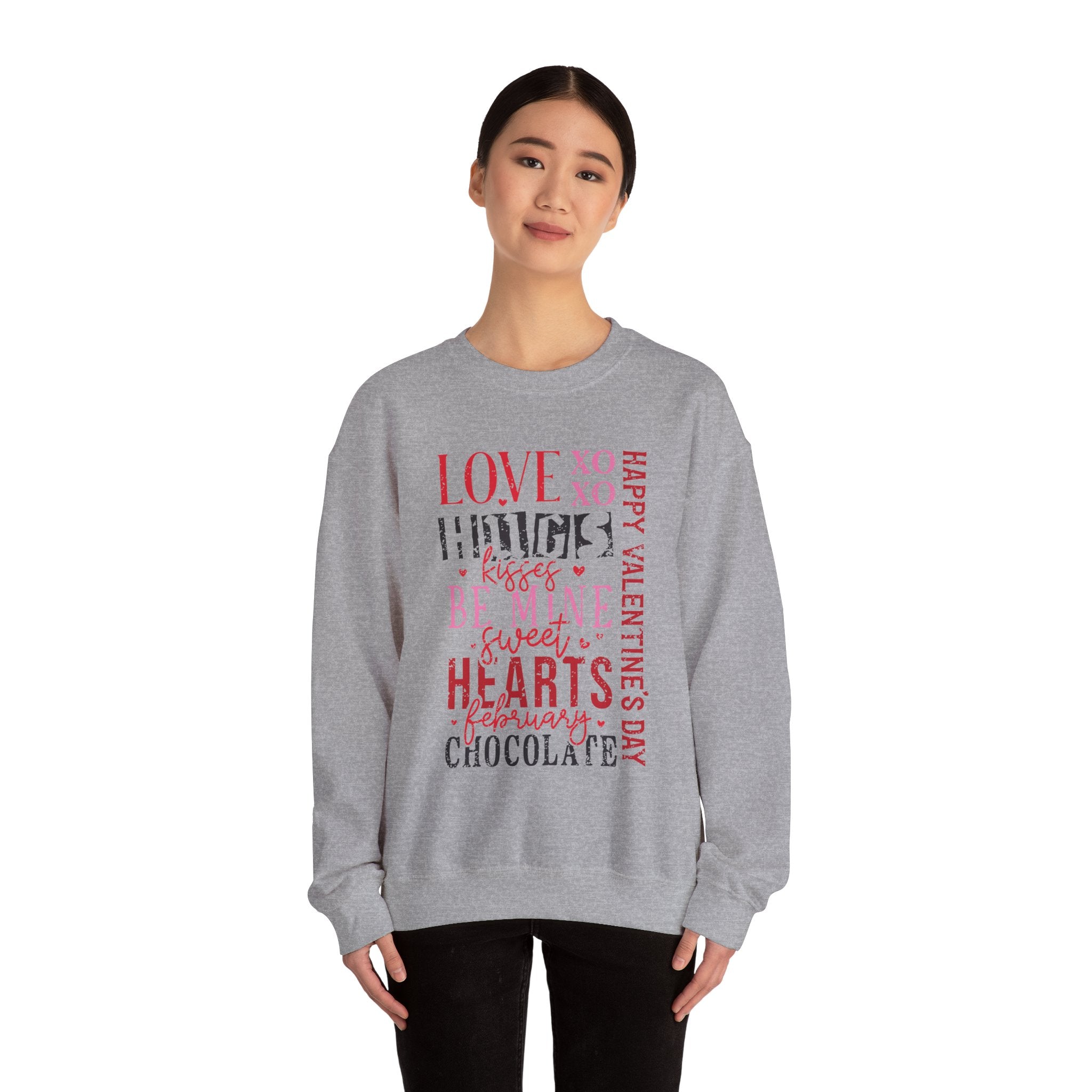 Love Hug Kisses Valentines Sweatshirt – Cute Valentine’s Day Crewneck Sweatshirt