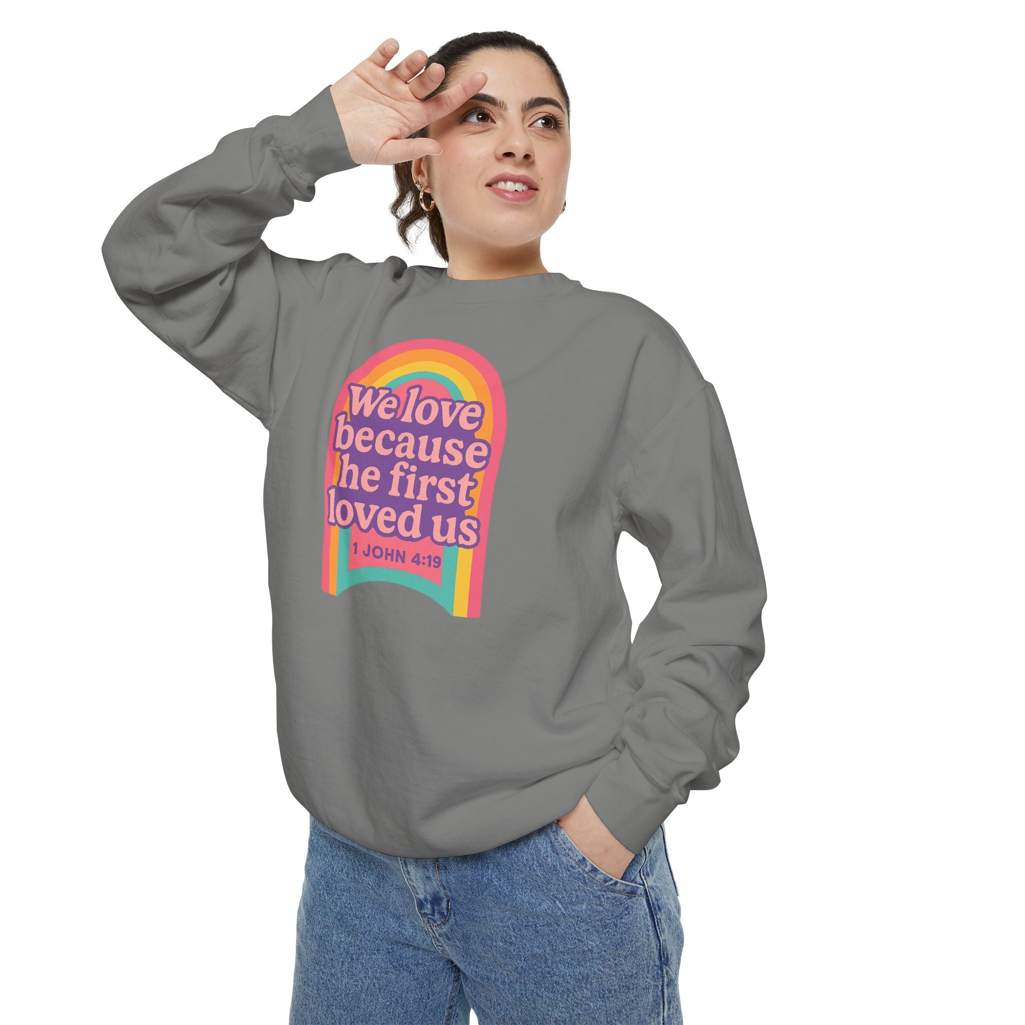 Rainbow Scripture Unisex Sweatshirt | Cozy Christian Apparel | Gift for Faith Lovers | Inspirational Sweatshirt | Spring Fashion