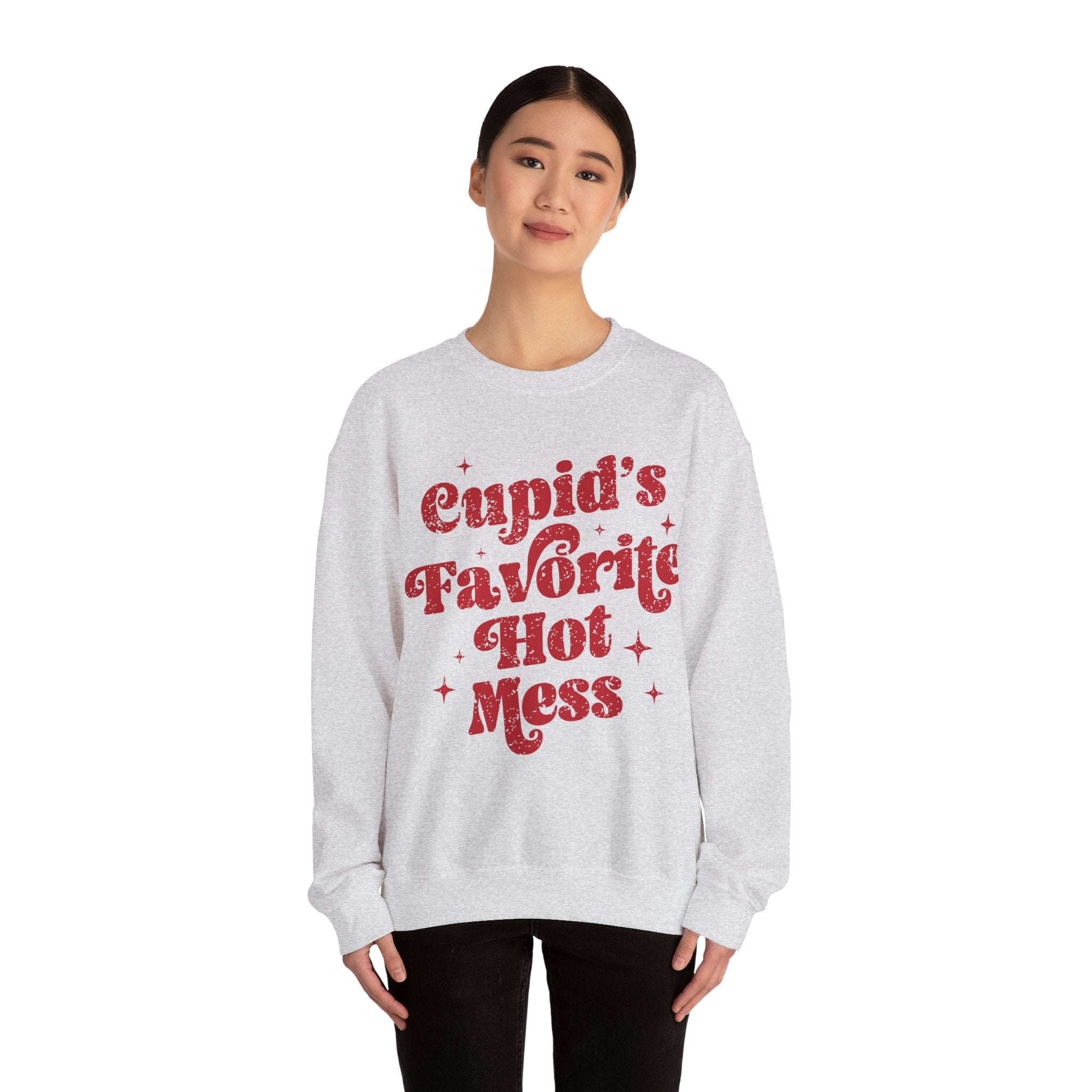 Cupid’s Favourite Hot Mess Valentines Sweatshirt – Funny Valentine’s Day Crewneck Sweatshirt