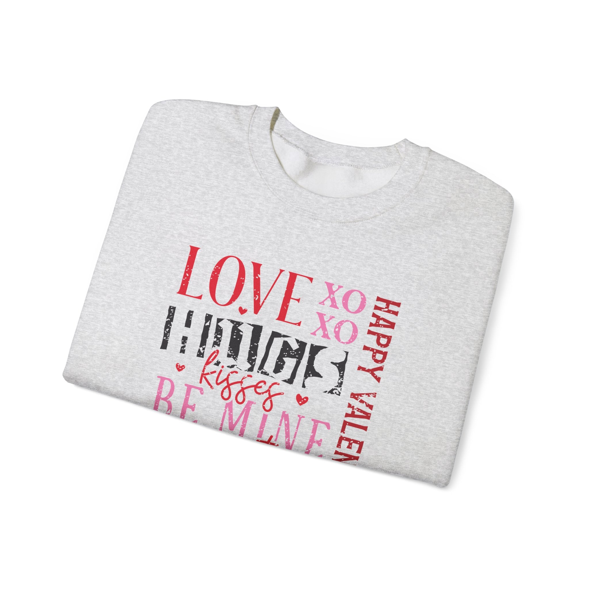 Love Hug Kisses Valentines Sweatshirt – Cute Valentine’s Day Crewneck Sweatshirt