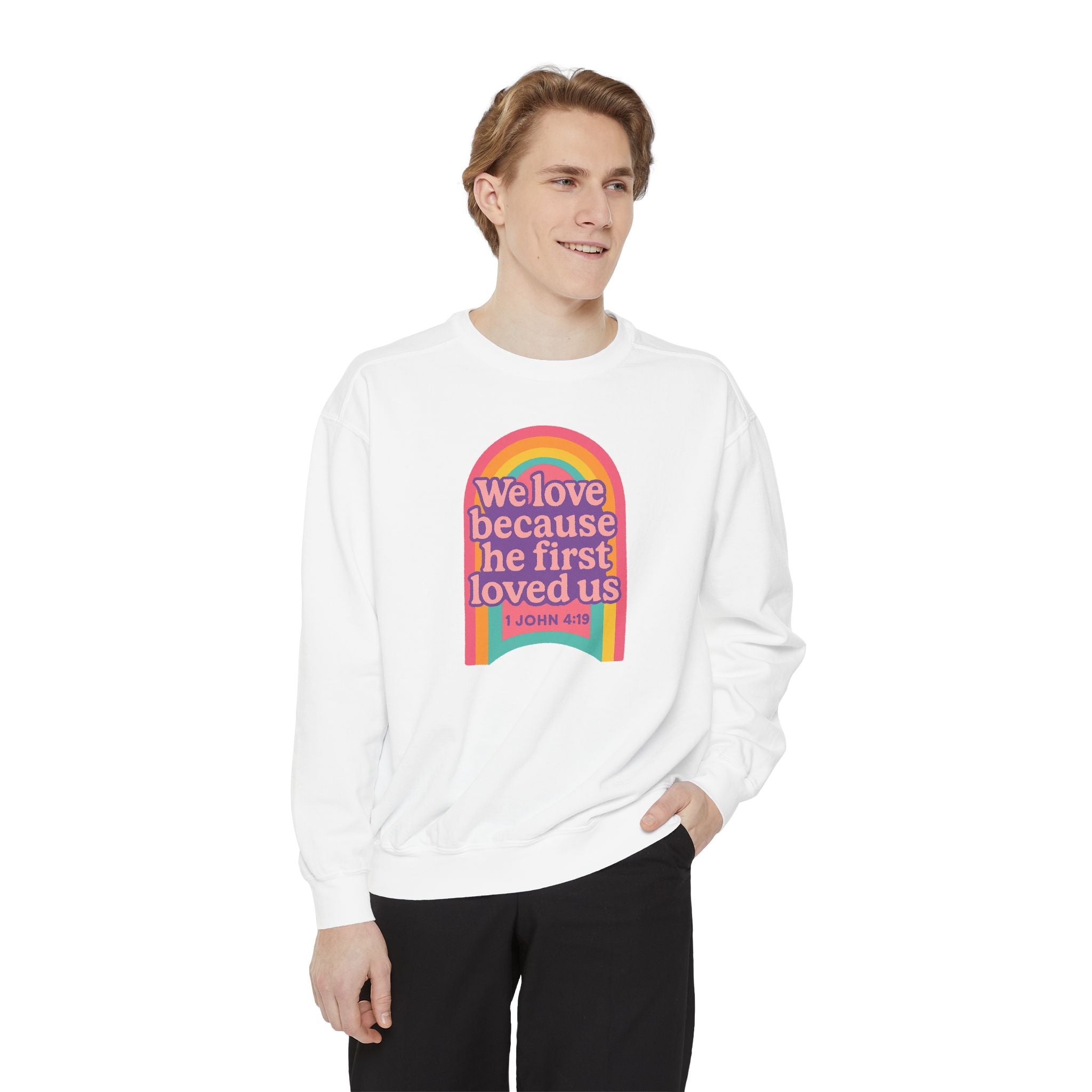Rainbow Scripture Unisex Sweatshirt | Cozy Christian Apparel | Gift for Faith Lovers | Inspirational Sweatshirt | Spring Fashion