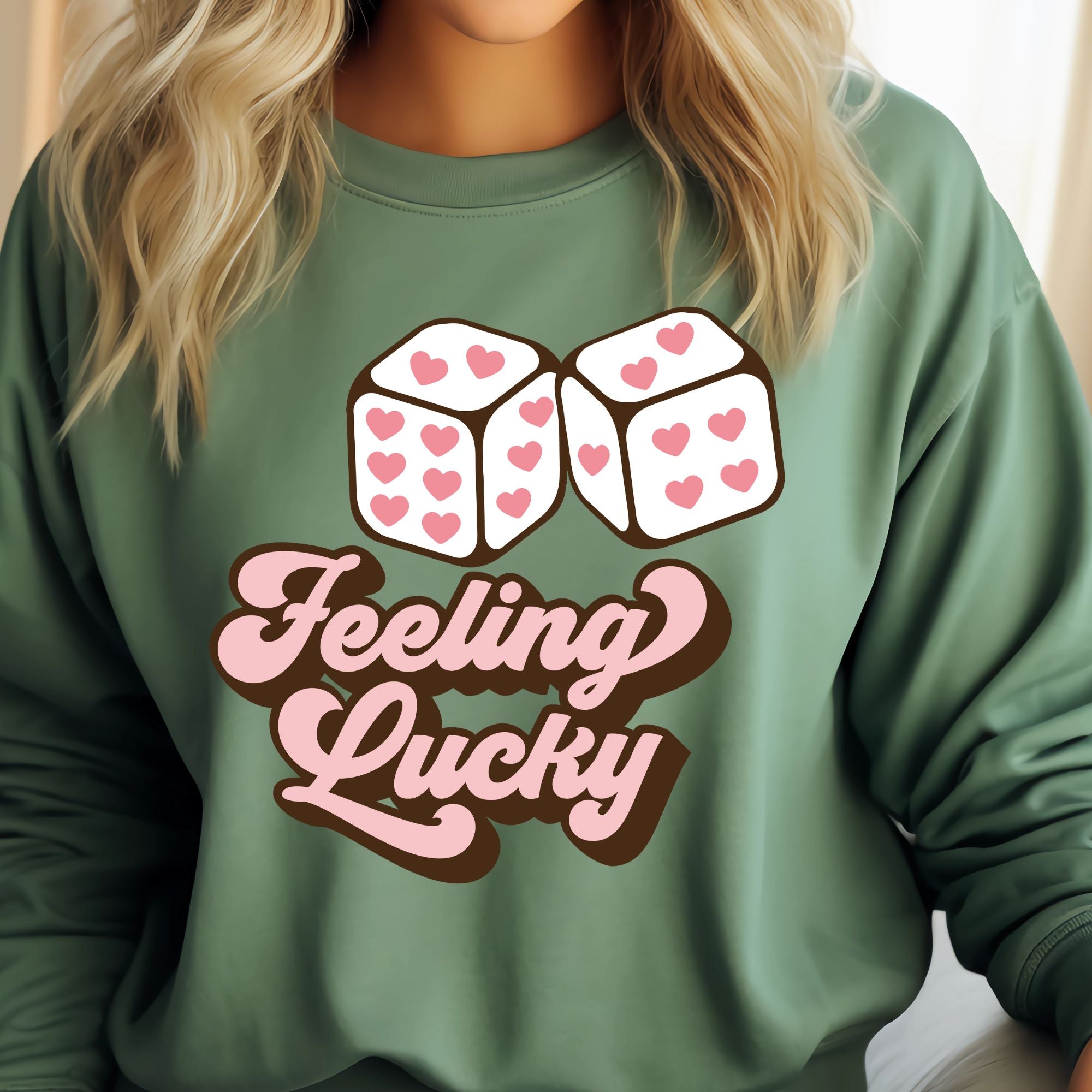 Feeling Lucky Valentines Sweatshirt – Cozy Valentine’s Day Crewneck Sweatshirt