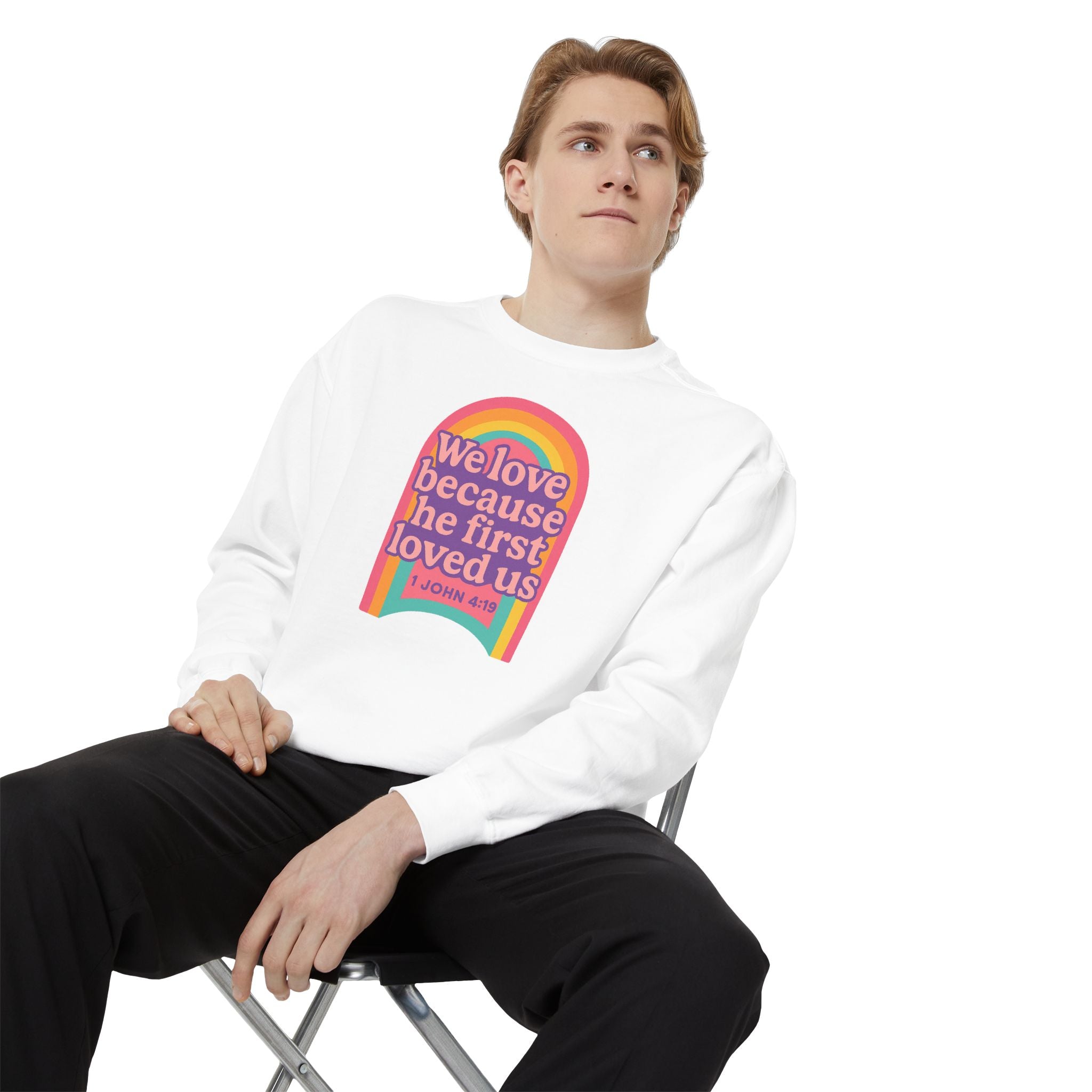 Rainbow Scripture Unisex Sweatshirt | Cozy Christian Apparel | Gift for Faith Lovers | Inspirational Sweatshirt | Spring Fashion