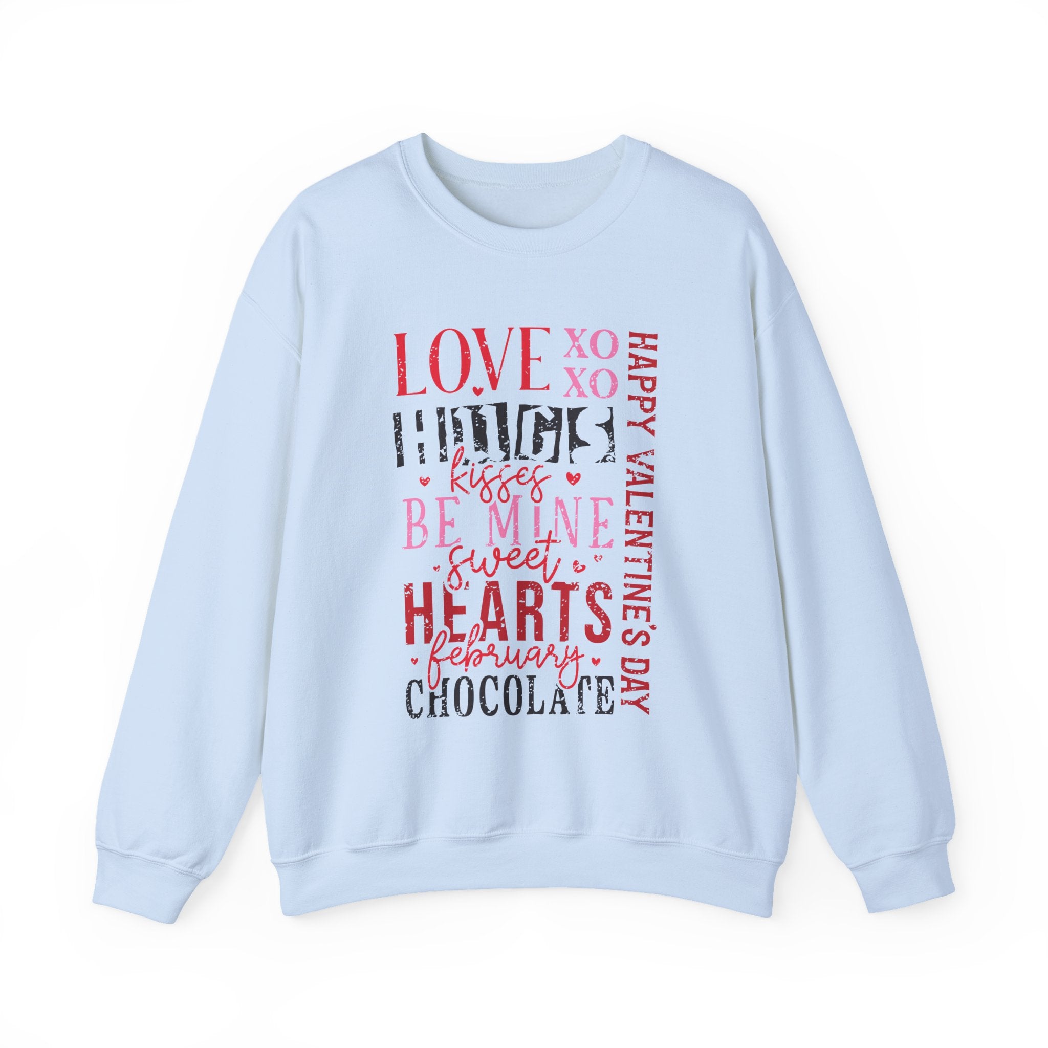Love Hug Kisses Valentines Sweatshirt – Cute Valentine’s Day Crewneck Sweatshirt