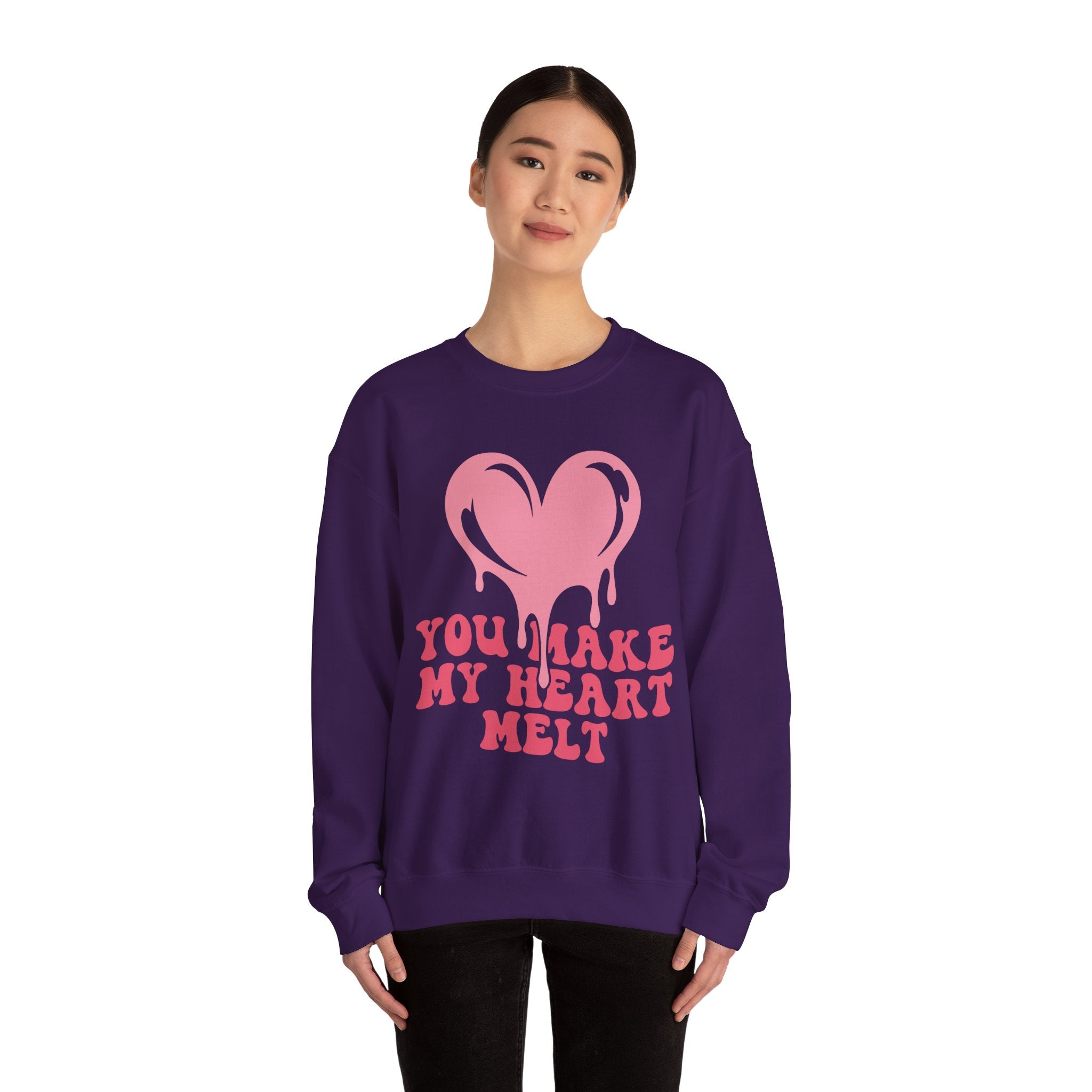 You Make My Heart Melt Valentines Sweatshirt – Cute Romantic Valentine’s Day Crewneck Sweatshirt